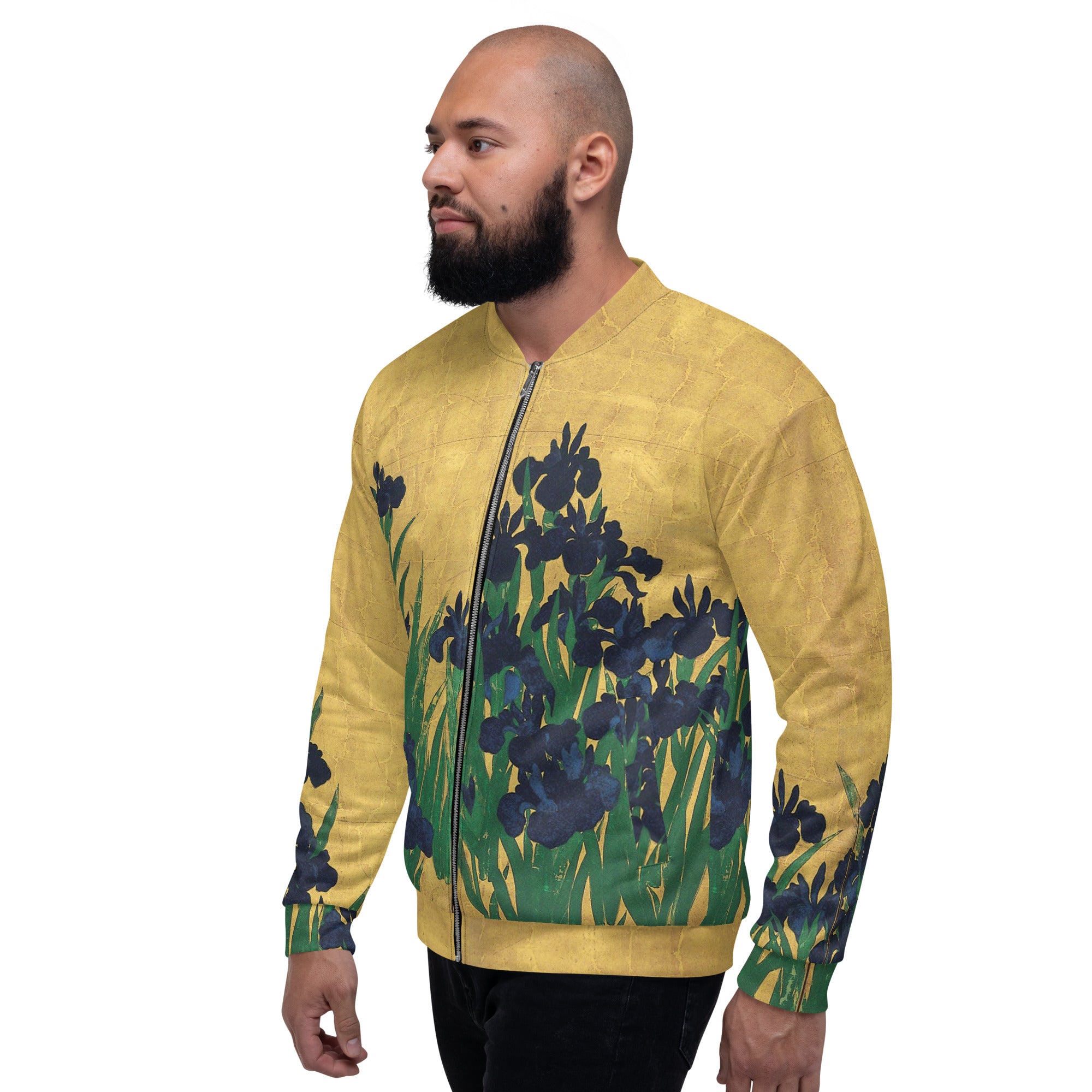 Bomberjacke mit berühmtem Gemälde „Iris“ von Ogata Kōrin | Bomberjacke mit Allover-Print, Unisex