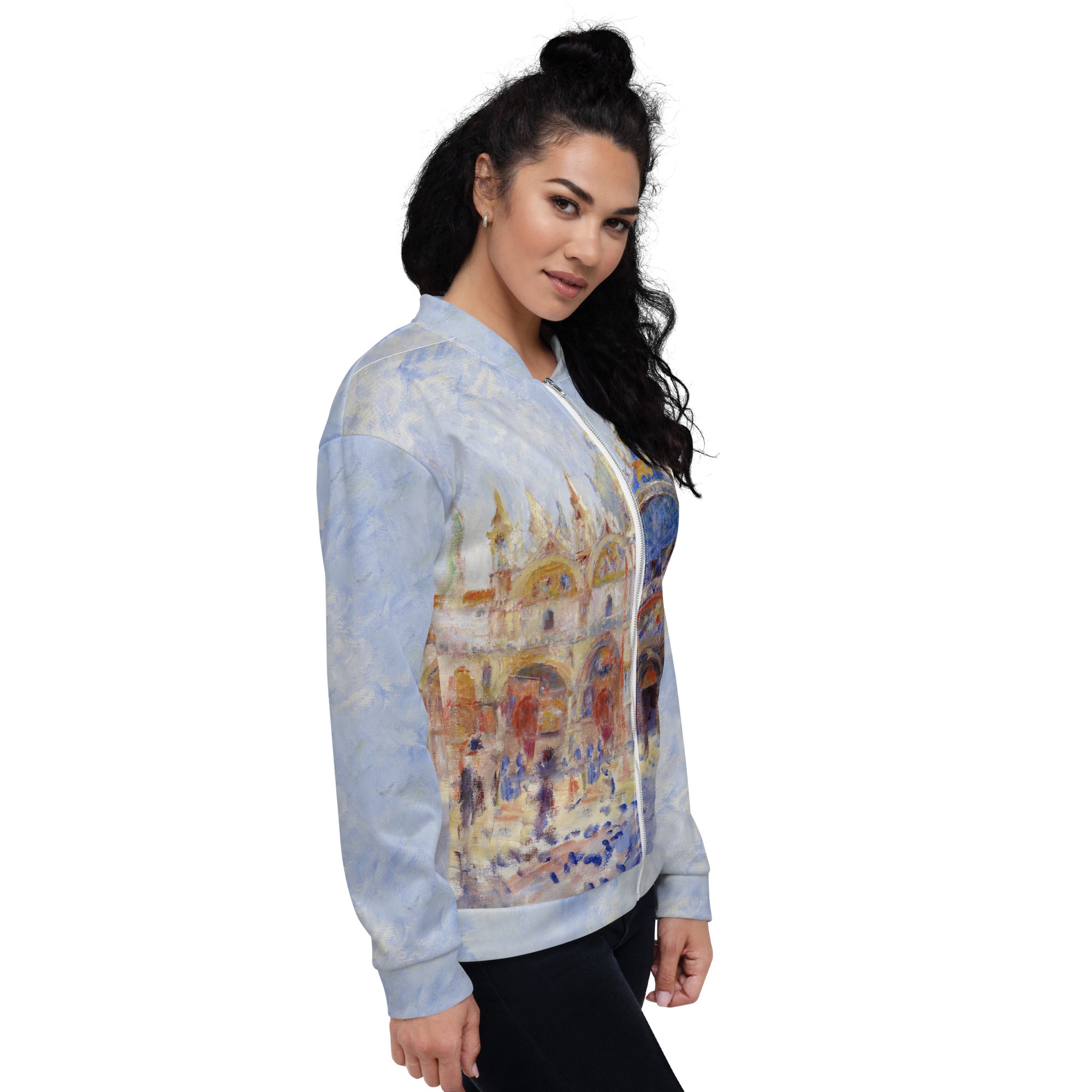 Bomberjacke mit berühmtem Gemälde „Der Markusplatz, Venedig“ von Pierre-Auguste Renoir | Bomberjacke mit Allover-Print, Unisex