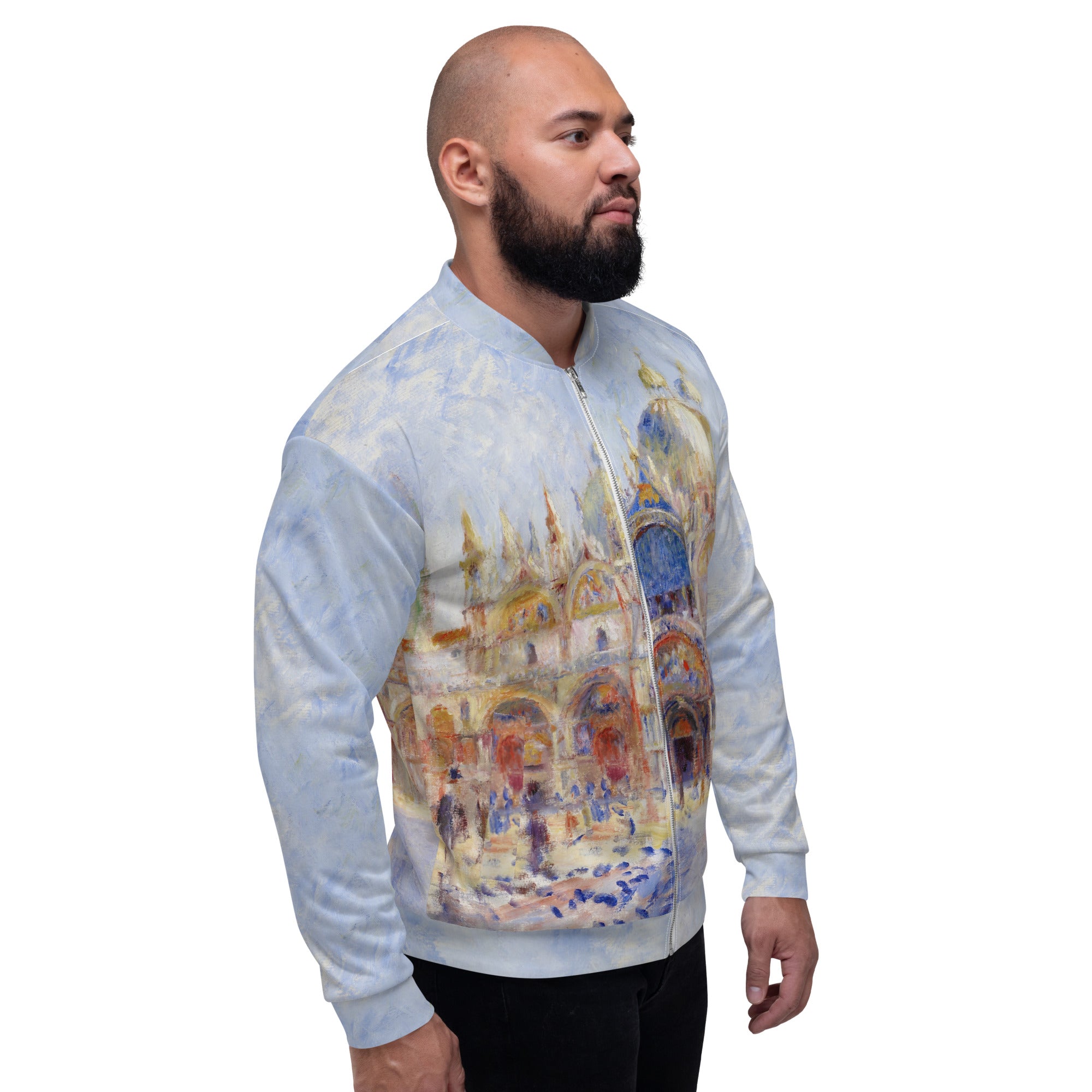 Bomberjacke mit berühmtem Gemälde „Der Markusplatz, Venedig“ von Pierre-Auguste Renoir | Bomberjacke mit Allover-Print, Unisex