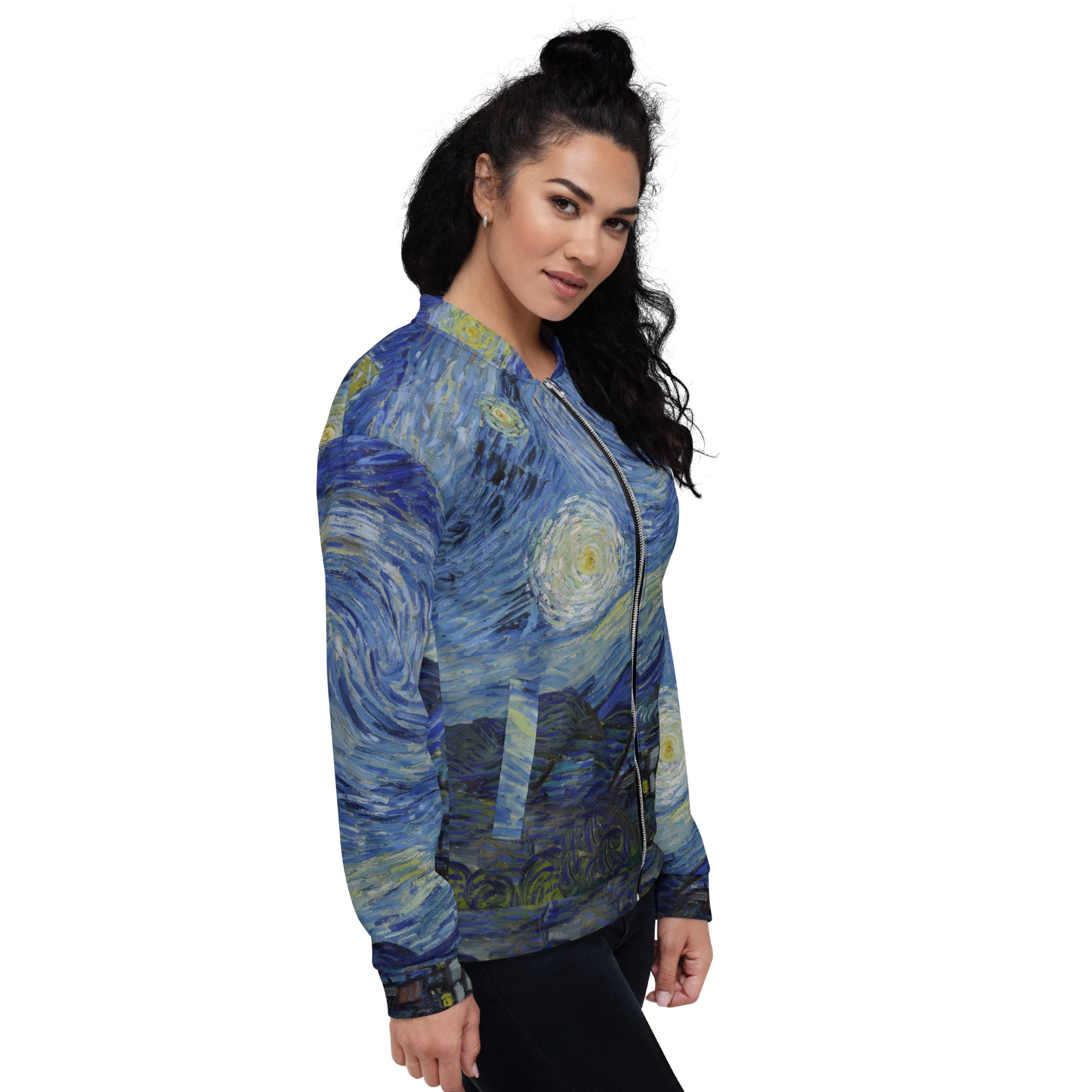 Bomberjacke mit berühmtem Gemälde „Sternennacht“ von Vincent van Gogh | Bomberjacke mit Allover-Print, Unisex