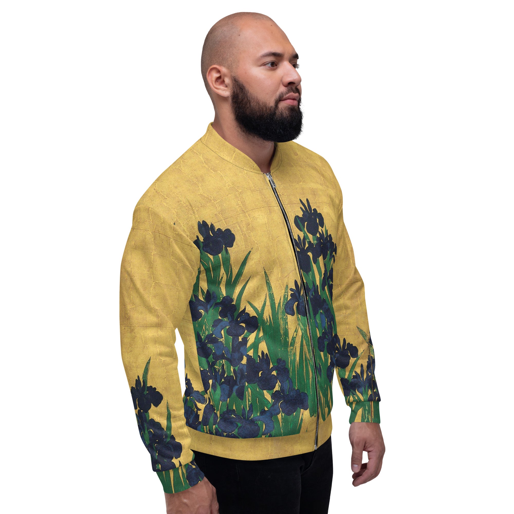 Bomberjacke mit berühmtem Gemälde „Iris“ von Ogata Kōrin | Bomberjacke mit Allover-Print, Unisex