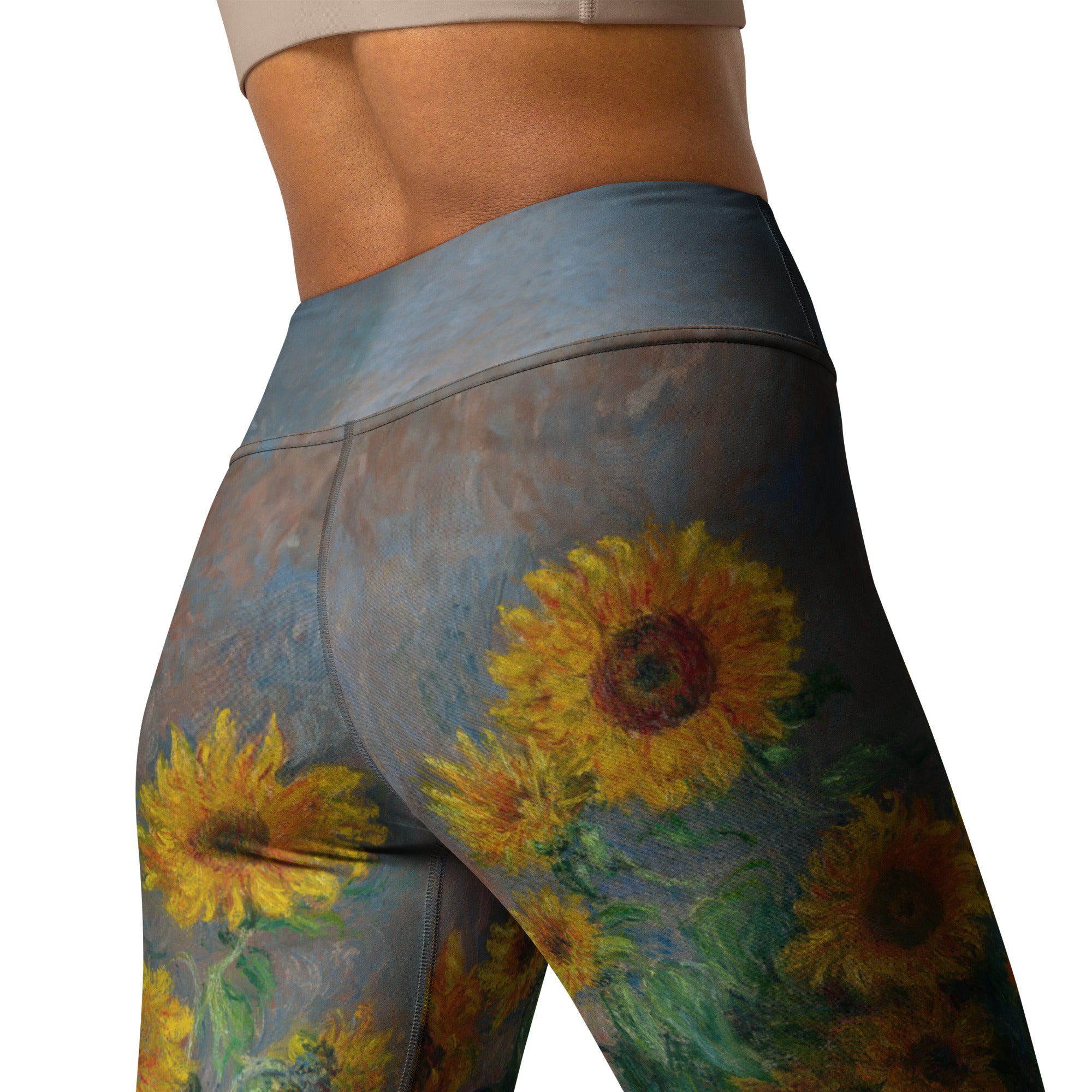 Claude Monet 'Bouquet of Sunflowers' Famous Painting Yoga Leggings | Premium Art Yoga Leggings