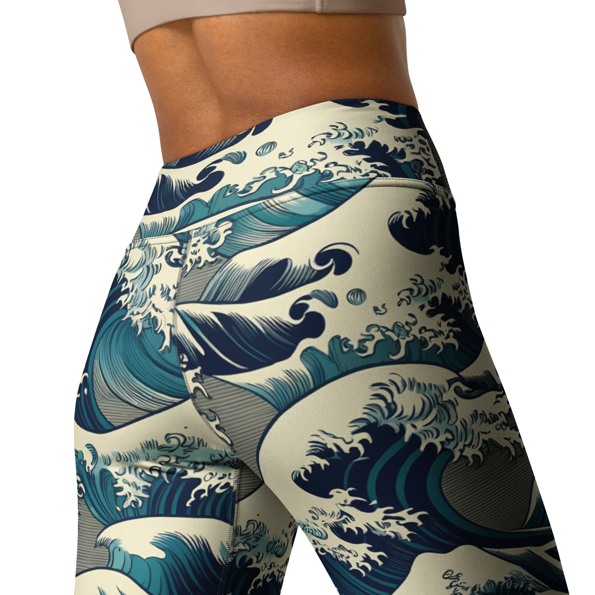 Hokusai 'The Great Wave off Kanagawa' Famous Painting Yoga Leggings | Premium Art Yoga Leggings