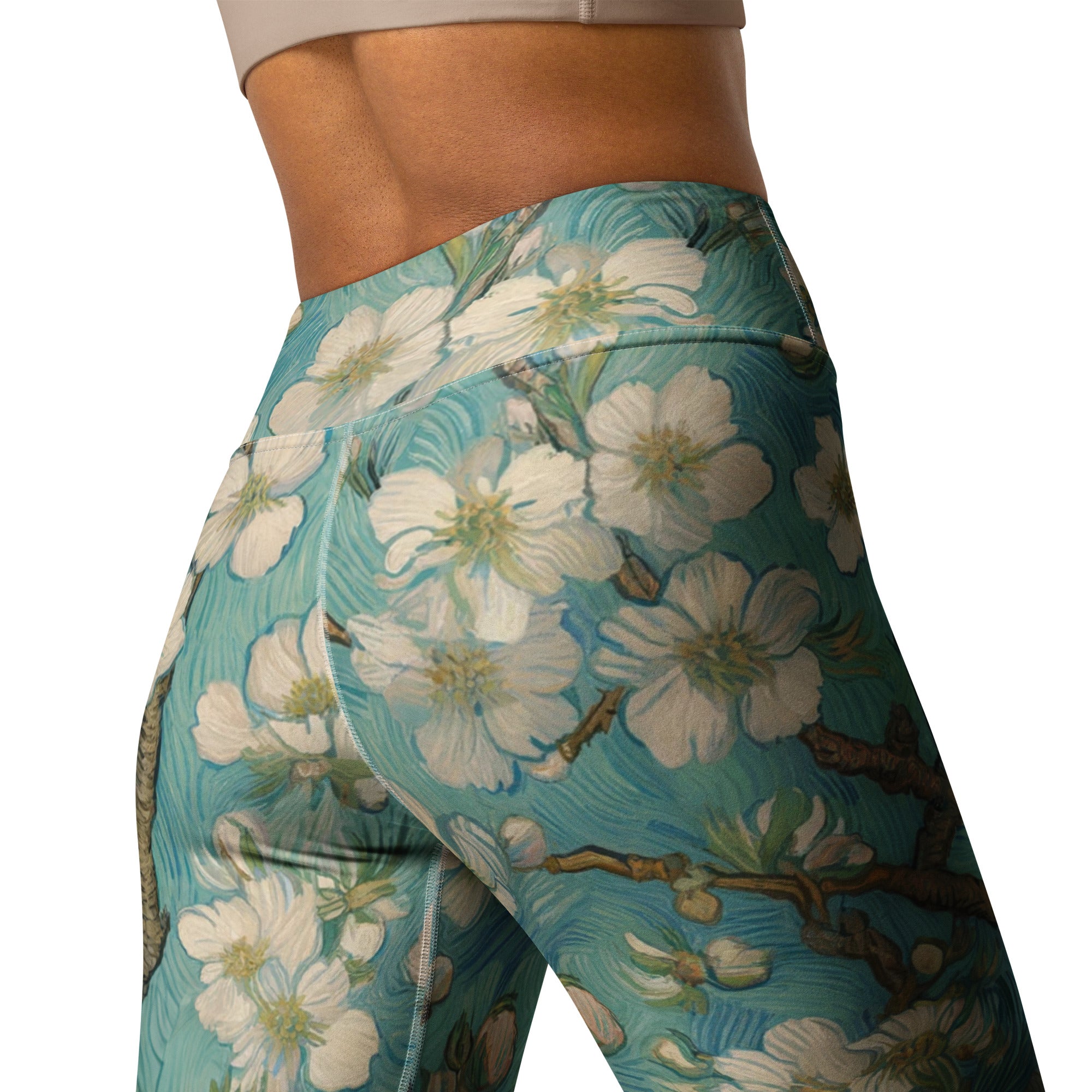 Vincent van Gogh 'Almond Blossom' Famous Painting Yoga Leggings | Premium Art Yoga Leggings