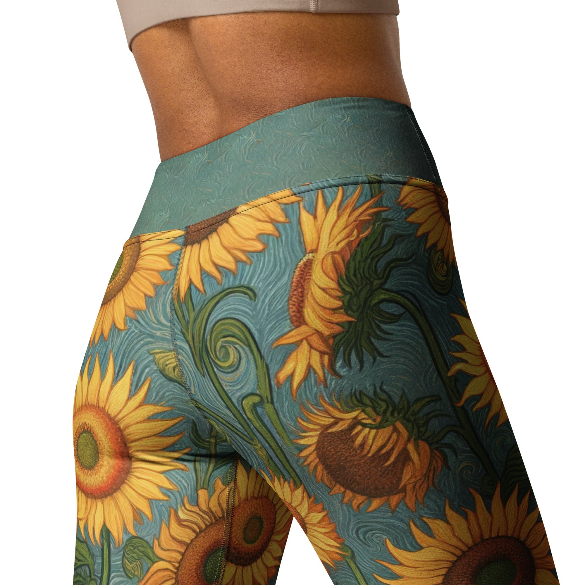 Yoga-Leggings „Sonnenblumen“ von Vincent van Gogh, berühmtes Gemälde, Premium-Kunst-Yoga-Leggings