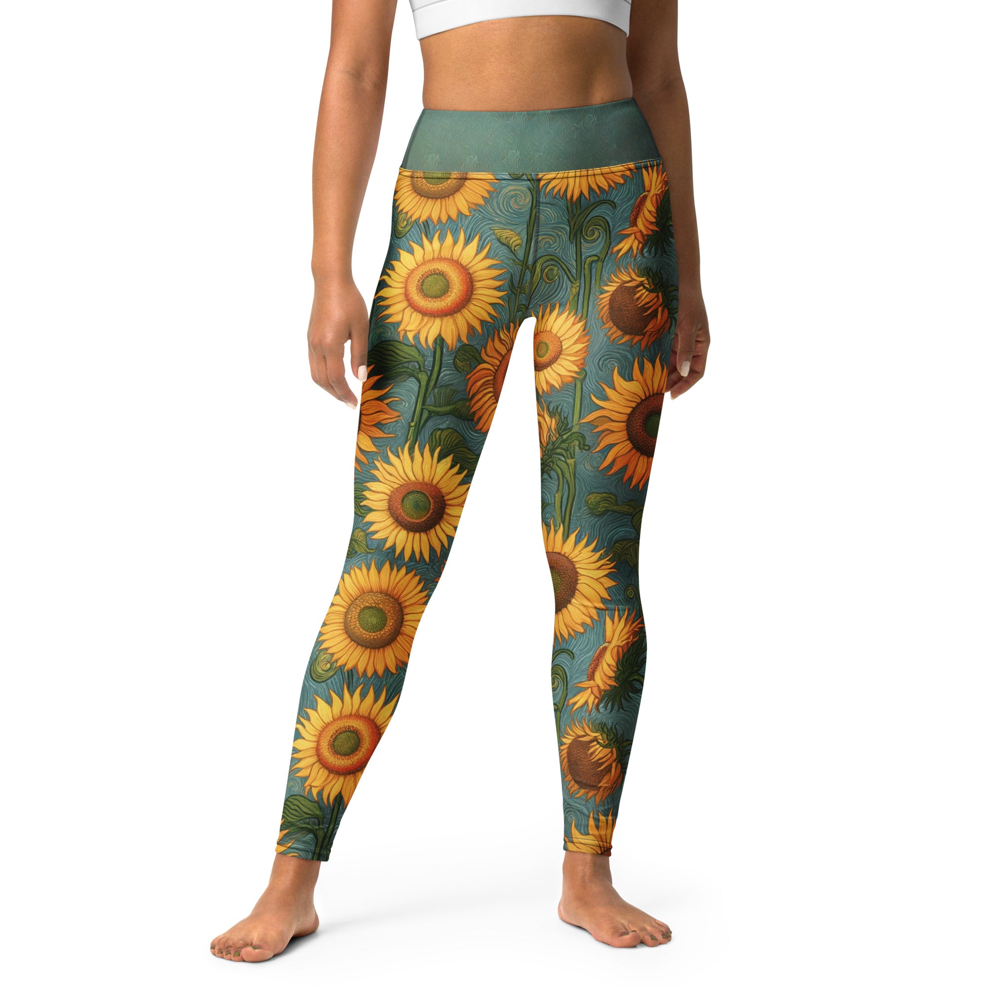 Vincent van Gogh 'Sunflowers' Famous Painting Yoga Leggings | Premium Art Yoga Leggings