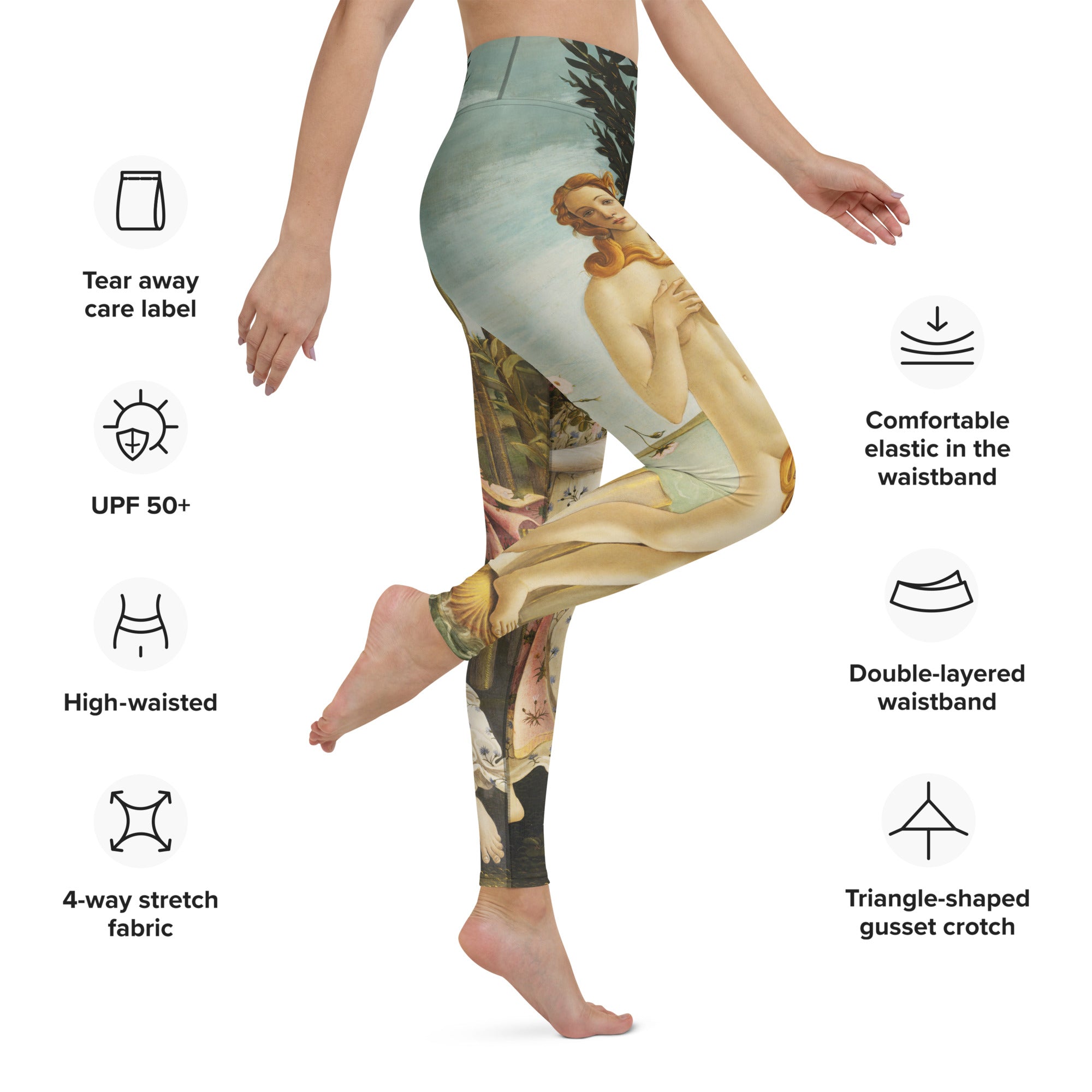 Sandro Botticelli 'The Birth of Venus' Famous Painting Yoga Leggings | Premium Art Yoga Leggings