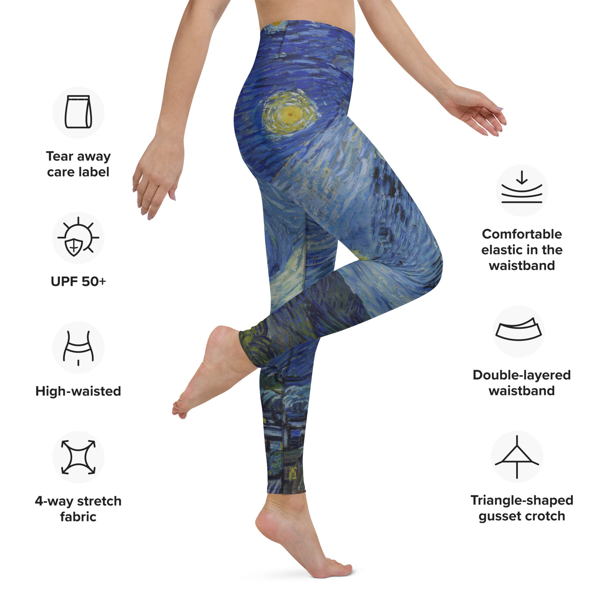 Yoga-Leggings „Sternennacht“ von Vincent van Gogh, berühmtes Gemälde | Premium-Kunst-Yoga-Leggings