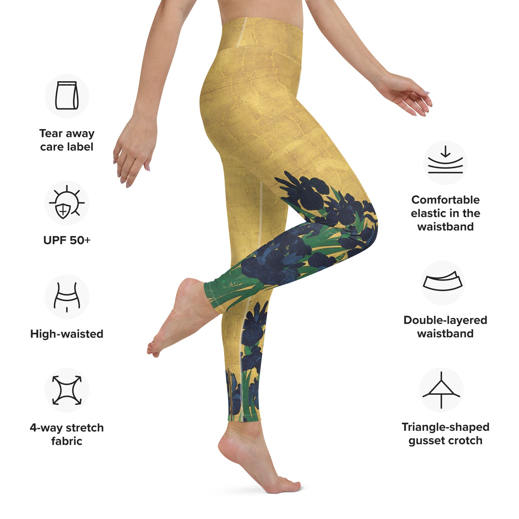 Ogata Kōrin ‘Irises’ Famous Painting Yoga Leggings | Premium Art Yoga Leggings
