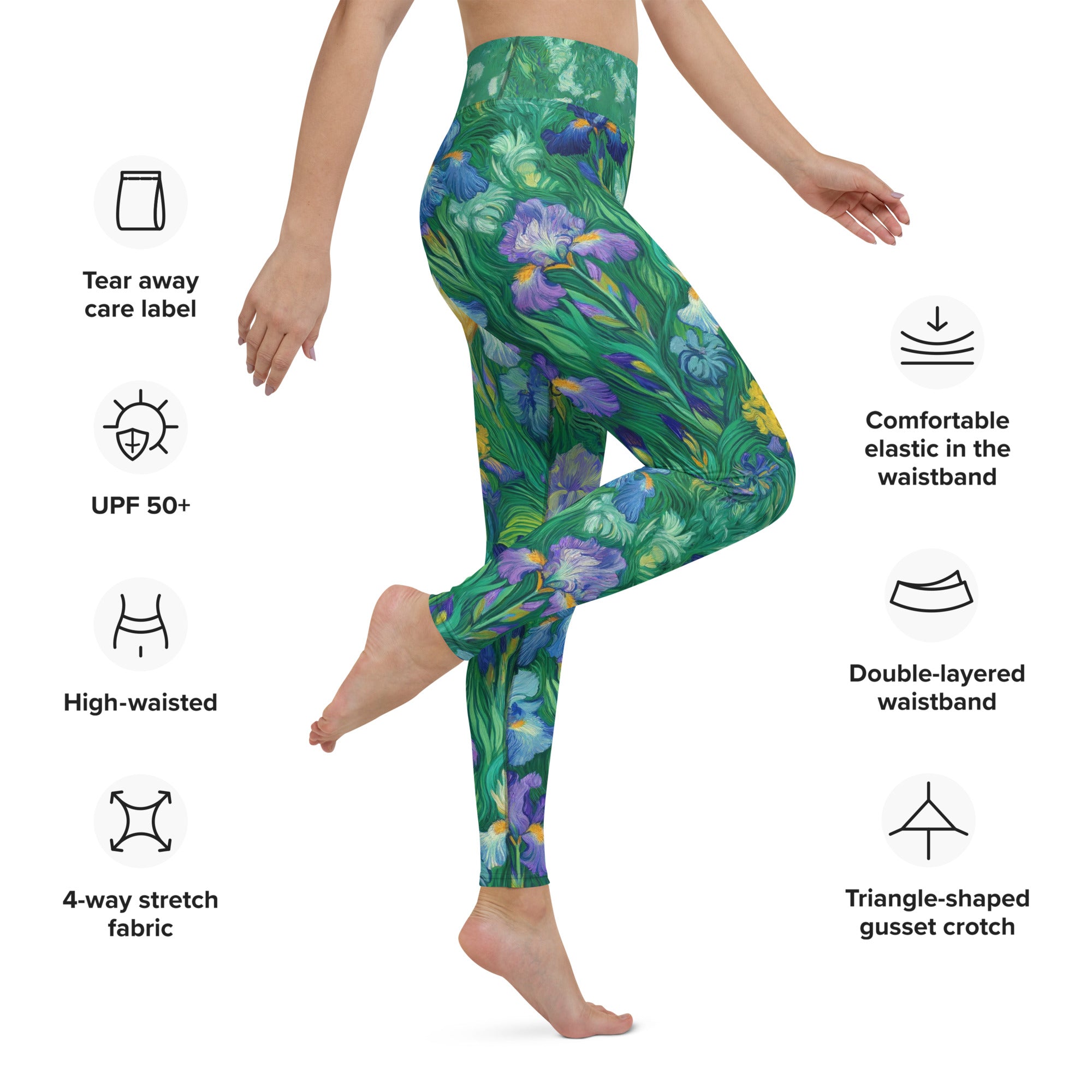 Vincent van Gogh 'Irises' Famous Painting Yoga Leggings | Premium Art Yoga Leggings