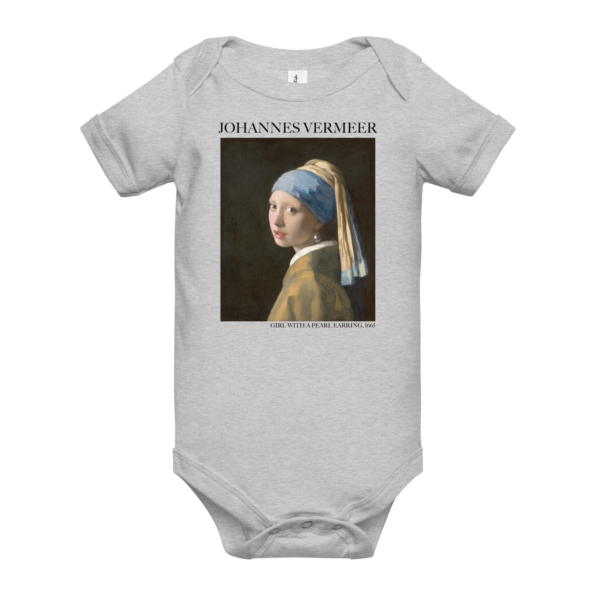 Johannes Vermeer „Mädchen mit dem Perlenohrgehänge“, berühmtes Gemälde, kurzärmliger Einteiler | Premium Baby Art Einteiler