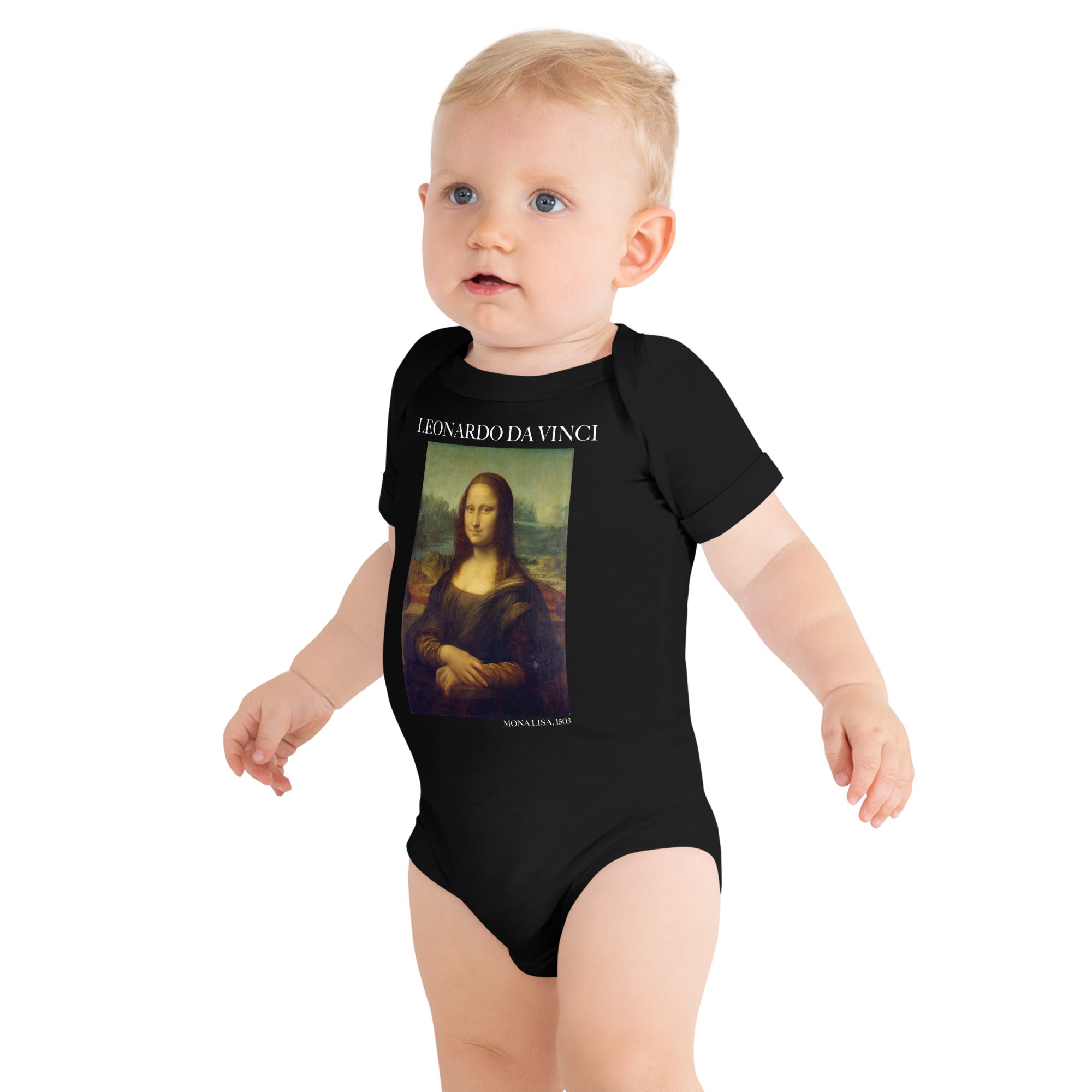 Leonardo da Vinci 'Mona Lisa' Famous Painting Short Sleeve One Piece | Premium Baby Art One Sleeve