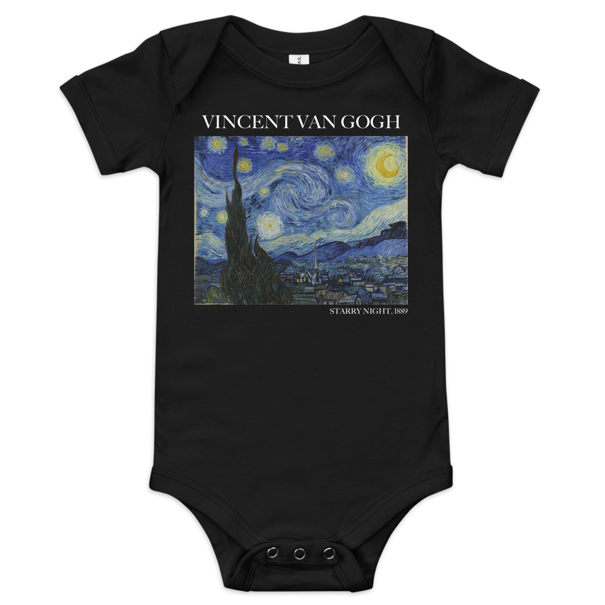 Vincent van Gogh 'Starry Night' Famous Painting Short Sleeve One Piece | Premium Baby Art One Sleeve