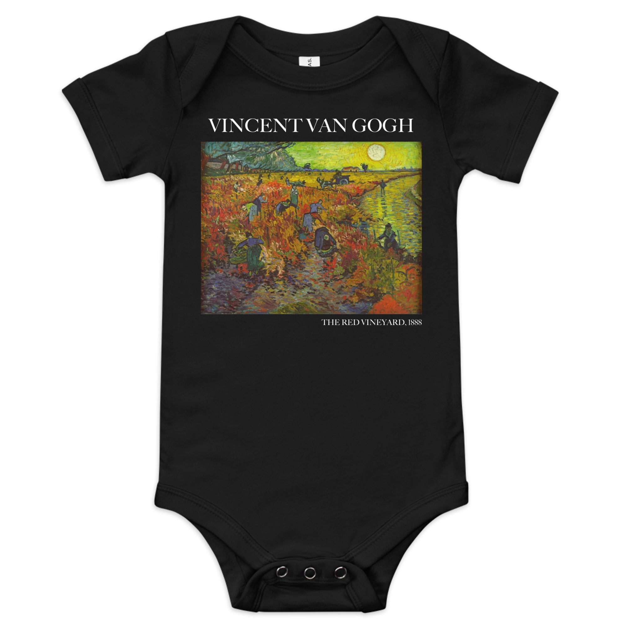 Kurzarm-Einteiler „Der rote Weinberg“ von Vincent van Gogh, berühmtes Gemälde | Premium-Einteiler für Babykunst
