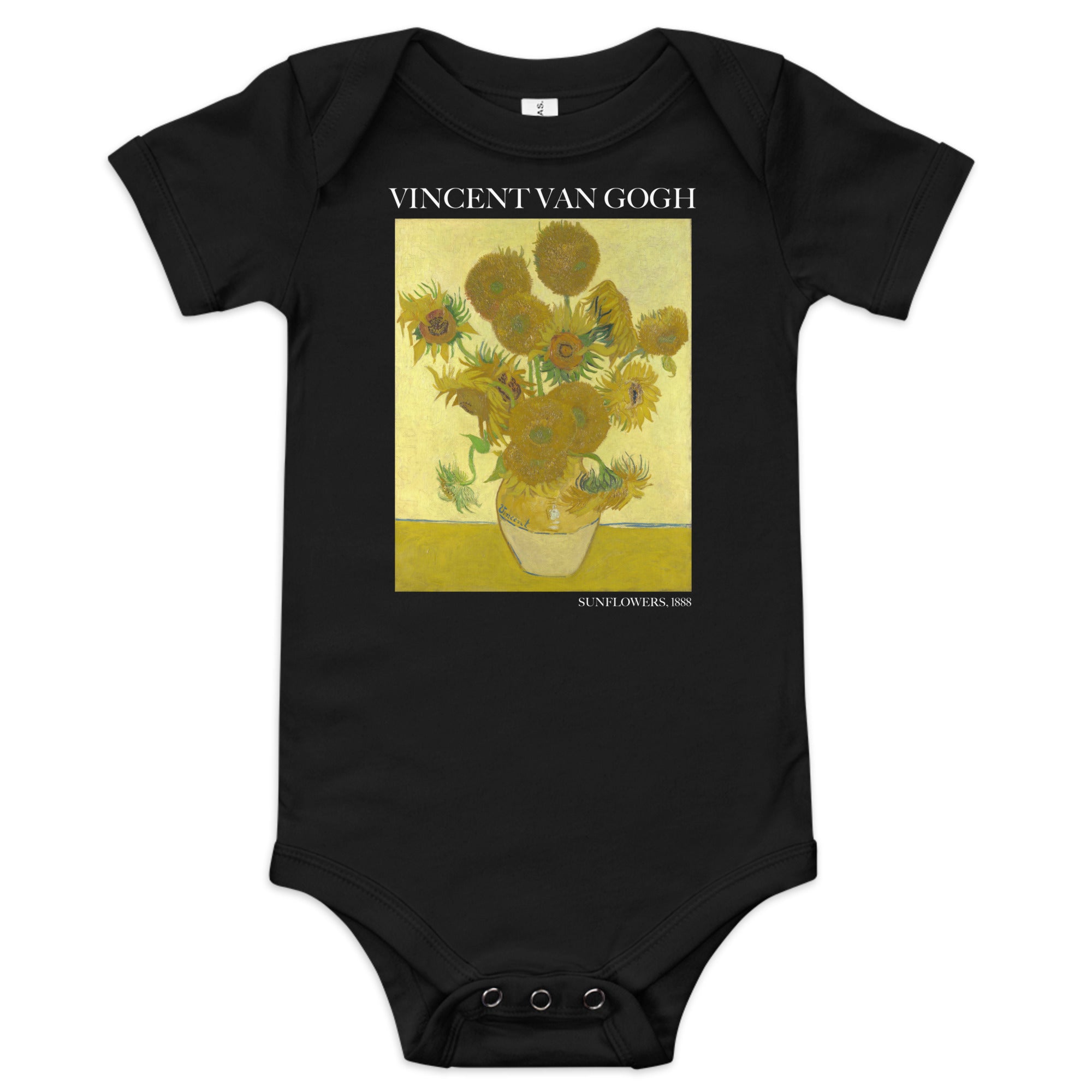 Kurzärmliger Einteiler „Sonnenblumen“ von Vincent van Gogh, berühmtes Gemälde | Premium-Einteiler für Babykunst