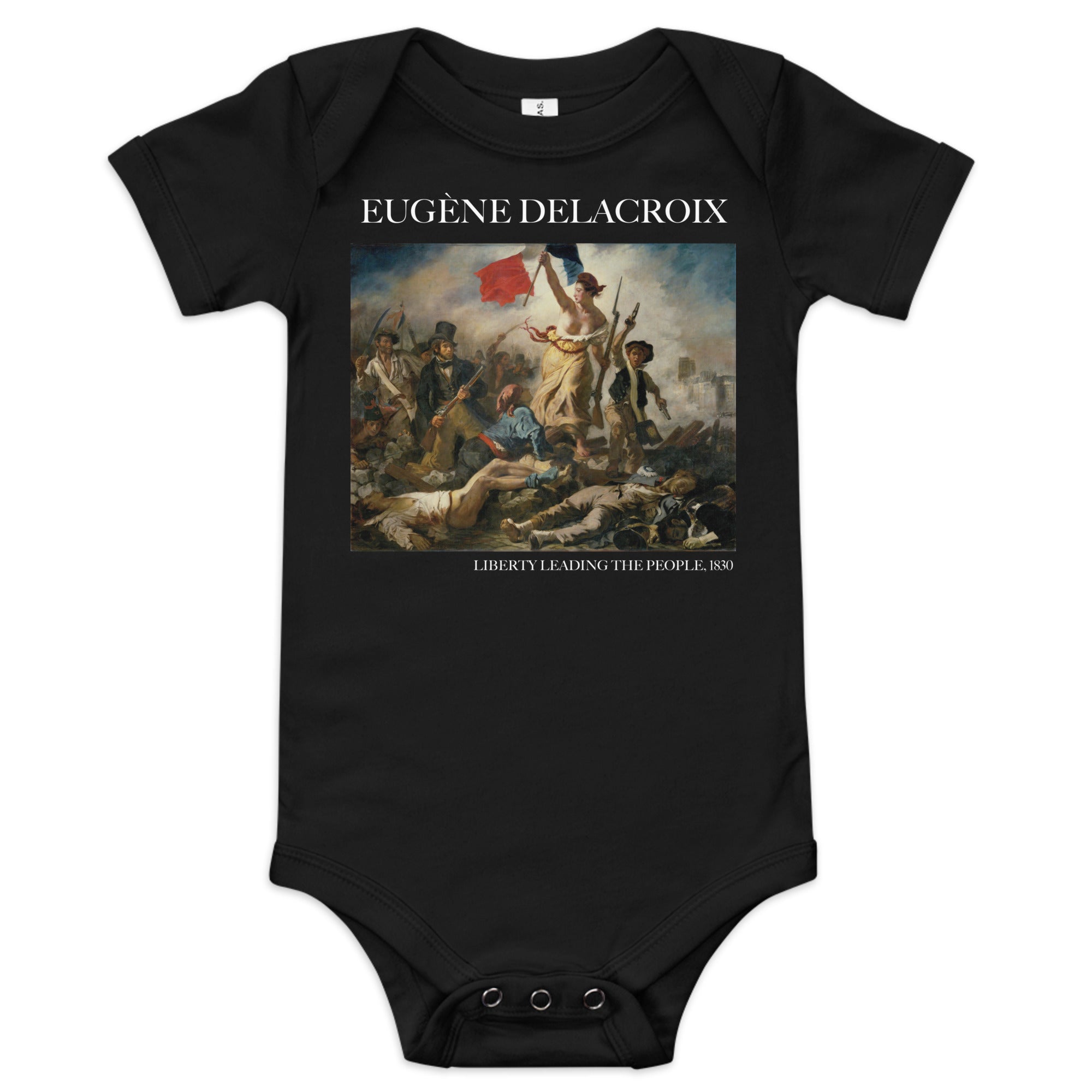 Eugène Delacroix „Die Freiheit führt das Volk“, berühmtes Gemälde, kurzärmliger Einteiler | Premium Baby Art Einärmliger