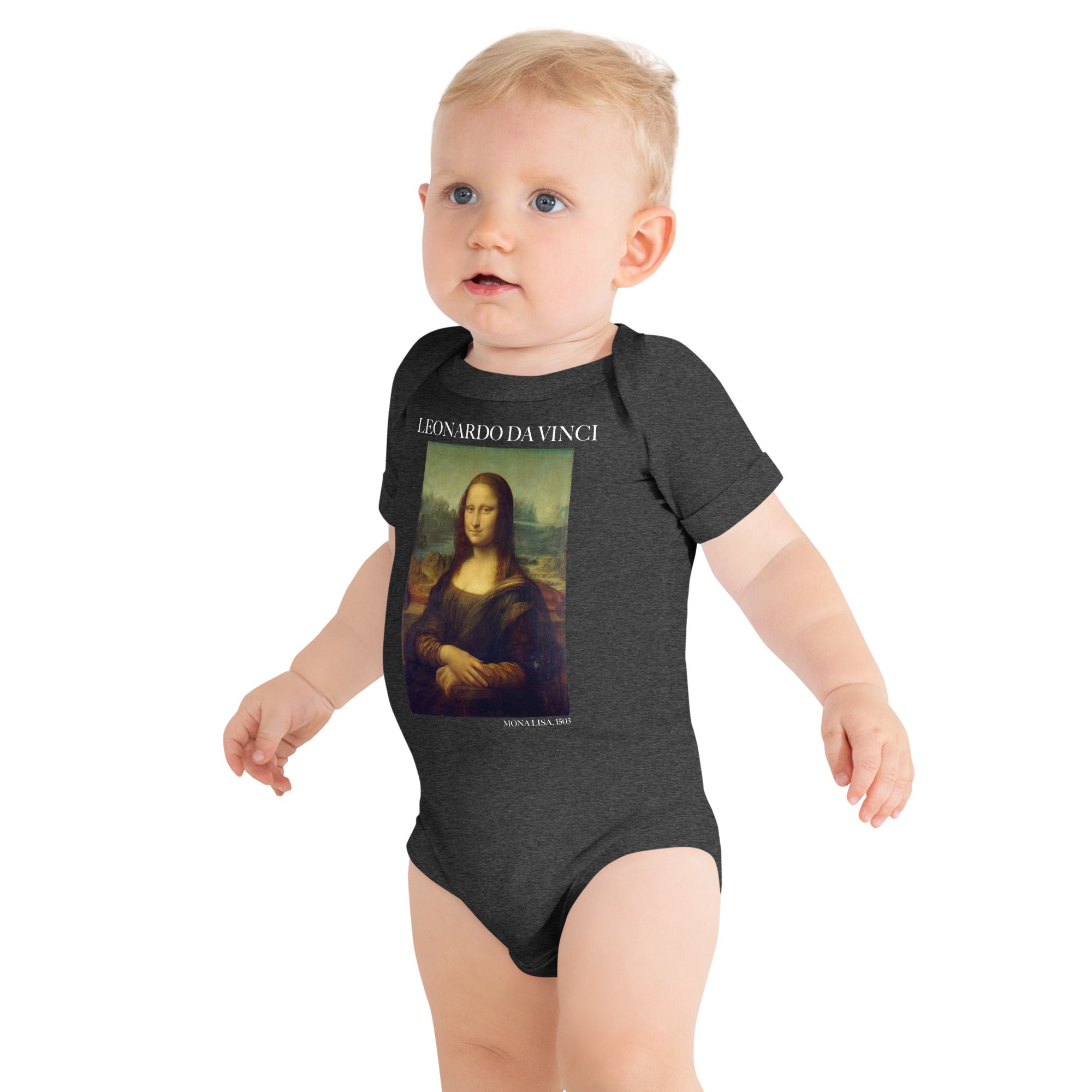 Leonardo da Vinci 'Mona Lisa' Famous Painting Short Sleeve One Piece | Premium Baby Art One Sleeve
