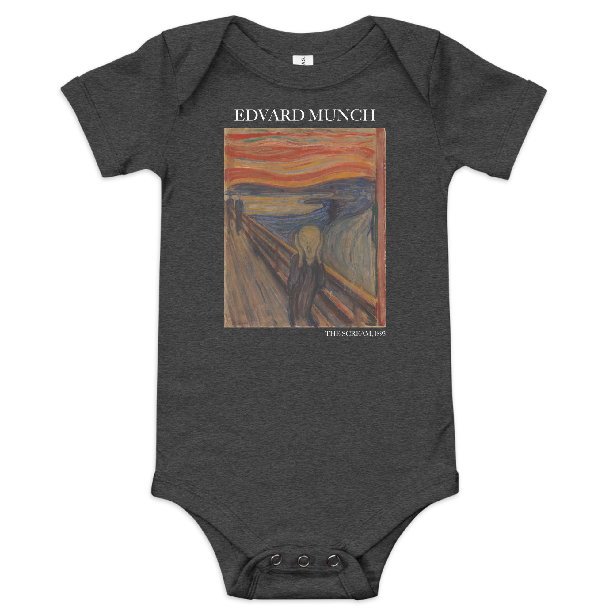 Edvard Munch 'The Scream' Famous Painting Short Sleeve One Piece | Premium Baby Art One Sleeve