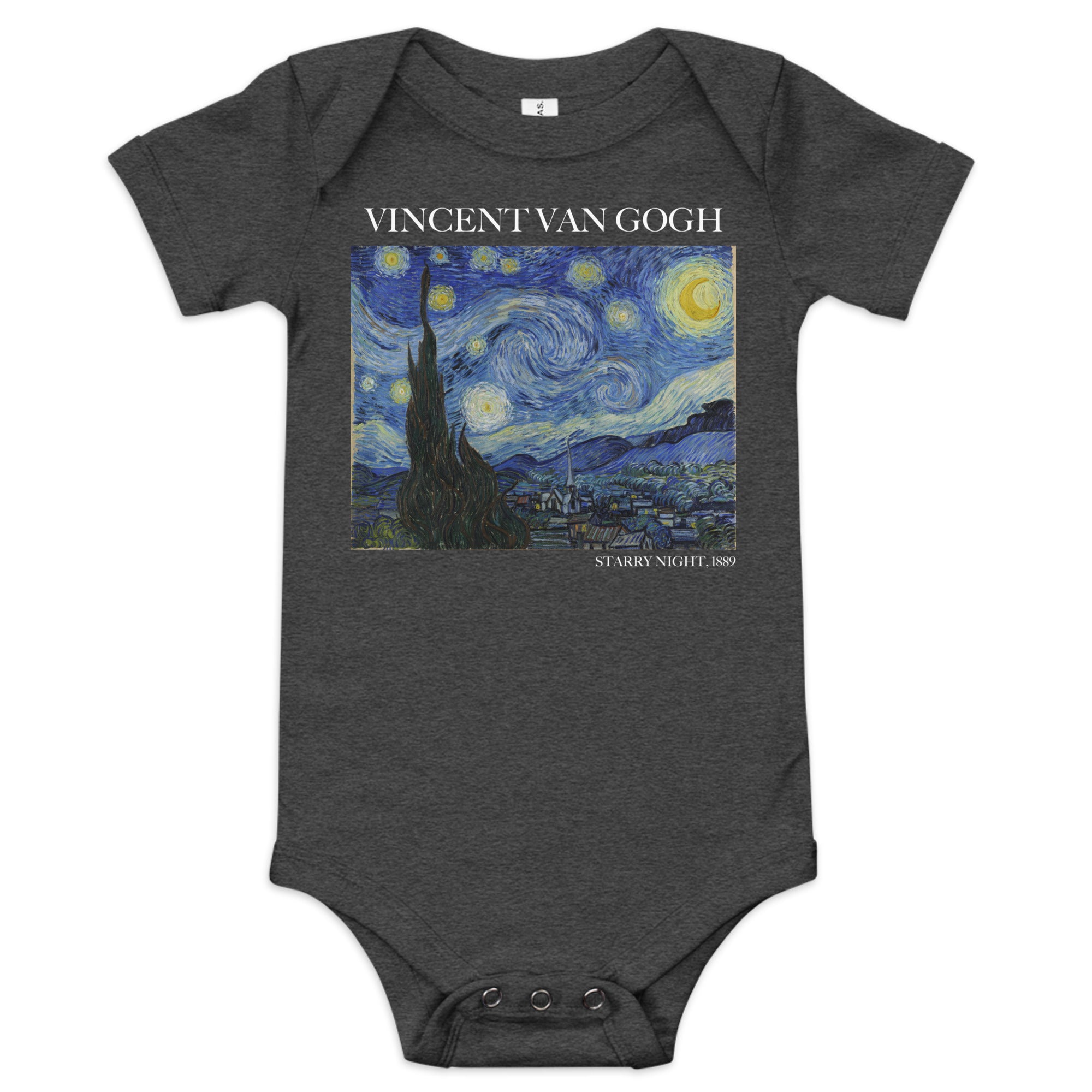 Kurzärmliger Einteiler „Sternennacht“ von Vincent van Gogh, berühmtes Gemälde | Premium-Einteiler für Babykunst