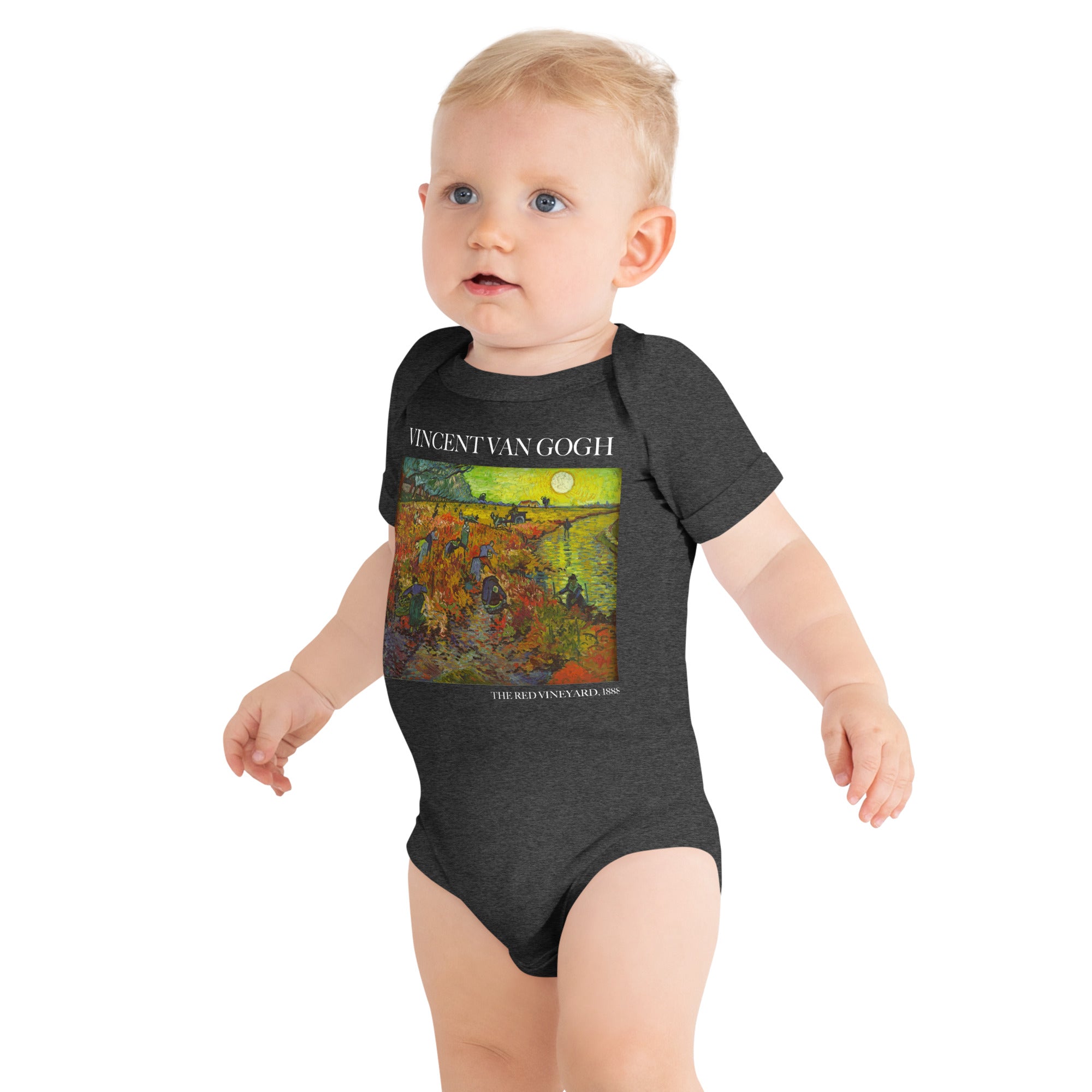 Vincent van Gogh 'The Red Vineyard' Famous Painting Short Sleeve One Piece | Premium Baby Art One Sleeve