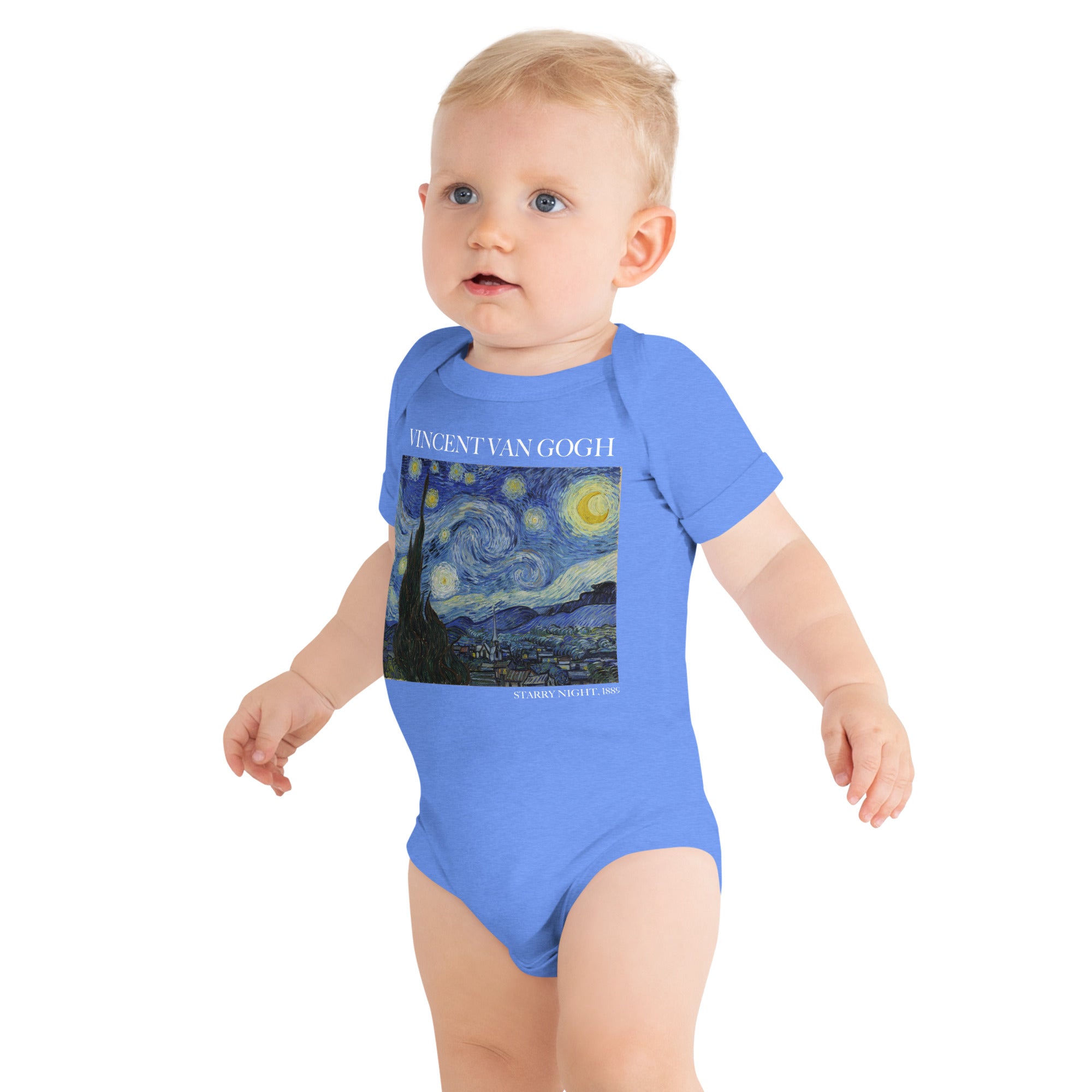 Vincent van Gogh 'Starry Night' Famous Painting Short Sleeve One Piece | Premium Baby Art One Sleeve