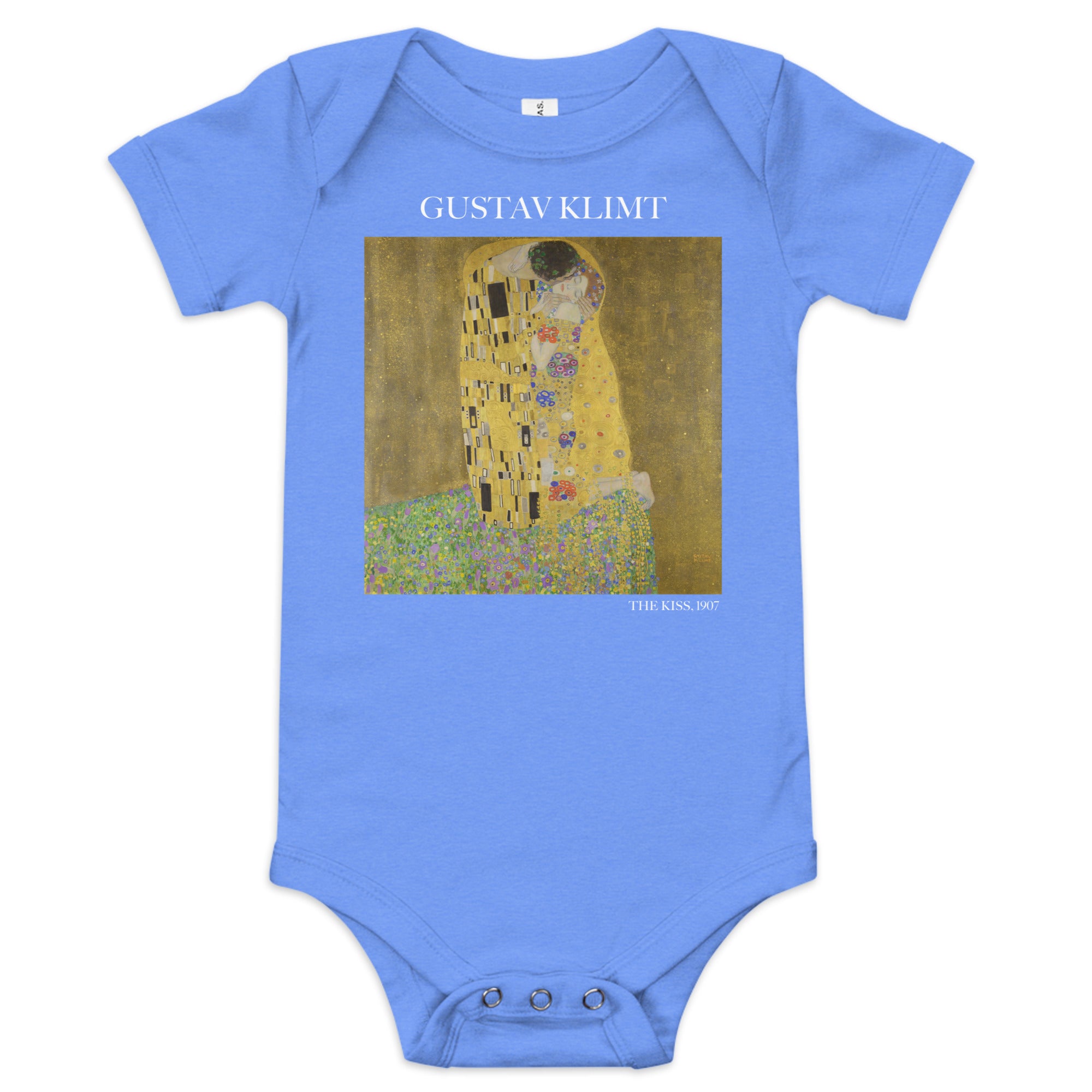 Gustav Klimt „Der Kuss“ Berühmtes Gemälde Kurzarm-Einteiler | Premium Baby Art Einteiler