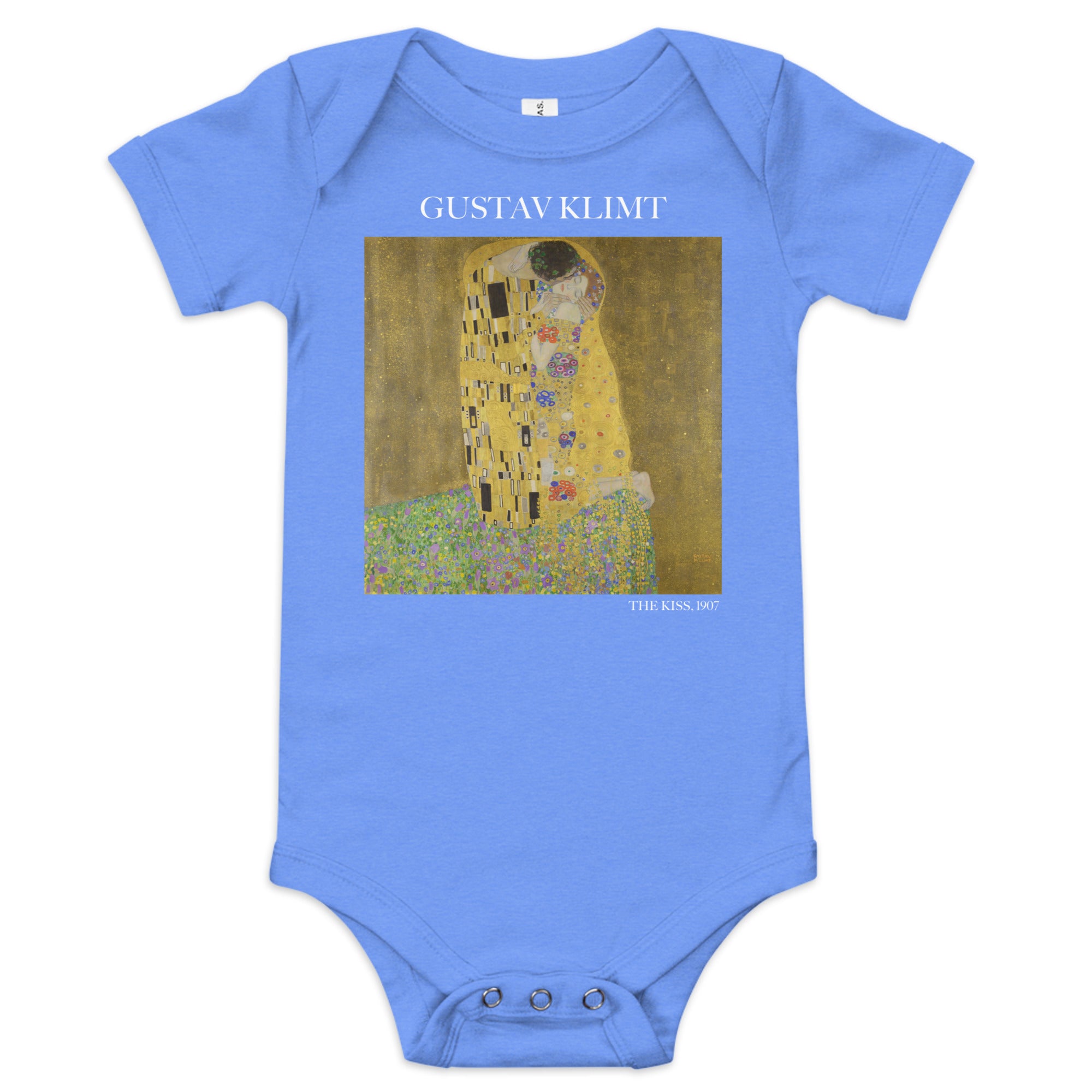 Gustav Klimt 'The Kiss' Famous Painting Short Sleeve One Piece | Premium Baby Art One Sleeve