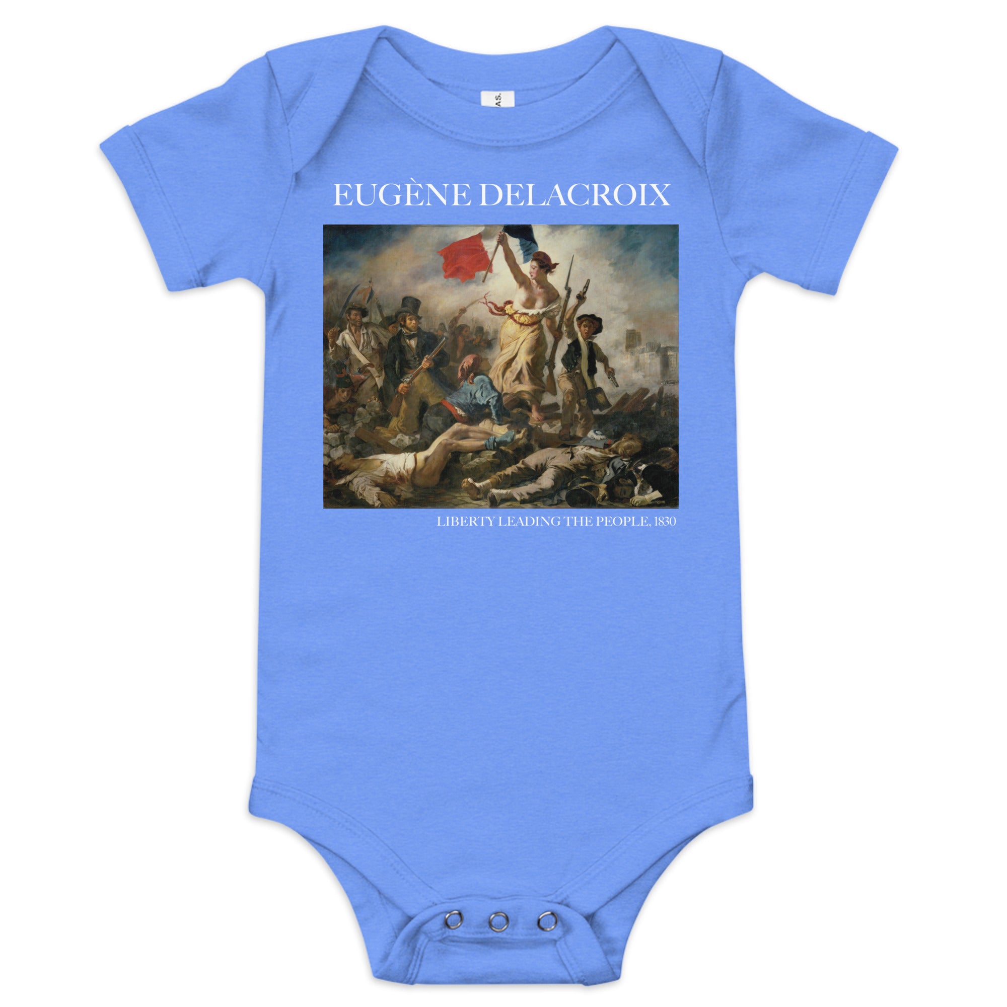 Eugène Delacroix 'Liberty Leading the People' Famous Painting Short Sleeve One Piece | Premium Baby Art One Sleeve