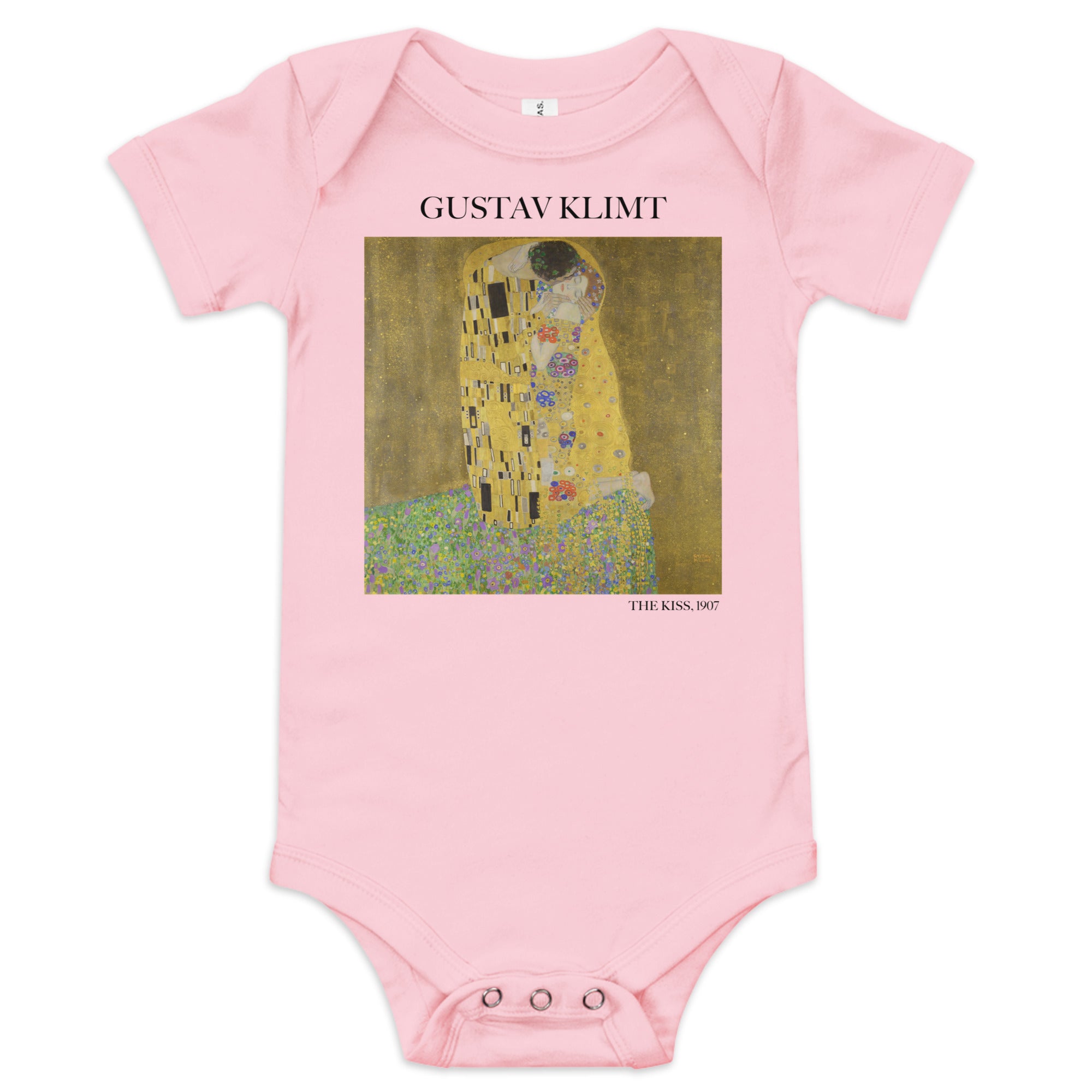 Gustav Klimt 'The Kiss' Famous Painting Short Sleeve One Piece | Premium Baby Art One Sleeve