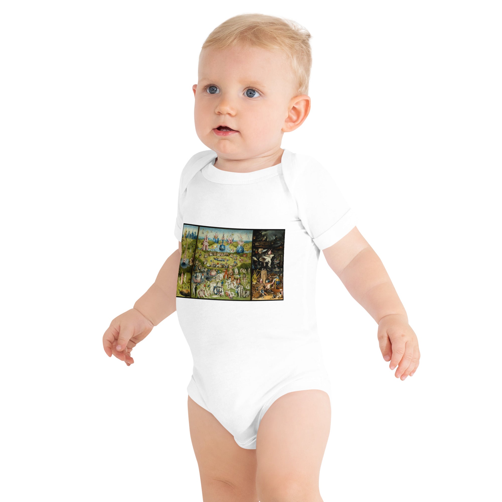 Hieronymus Bosch 'The Garden of Earthly Delights' Famous Painting Short Sleeve One Piece | Premium Baby Art One Sleeve