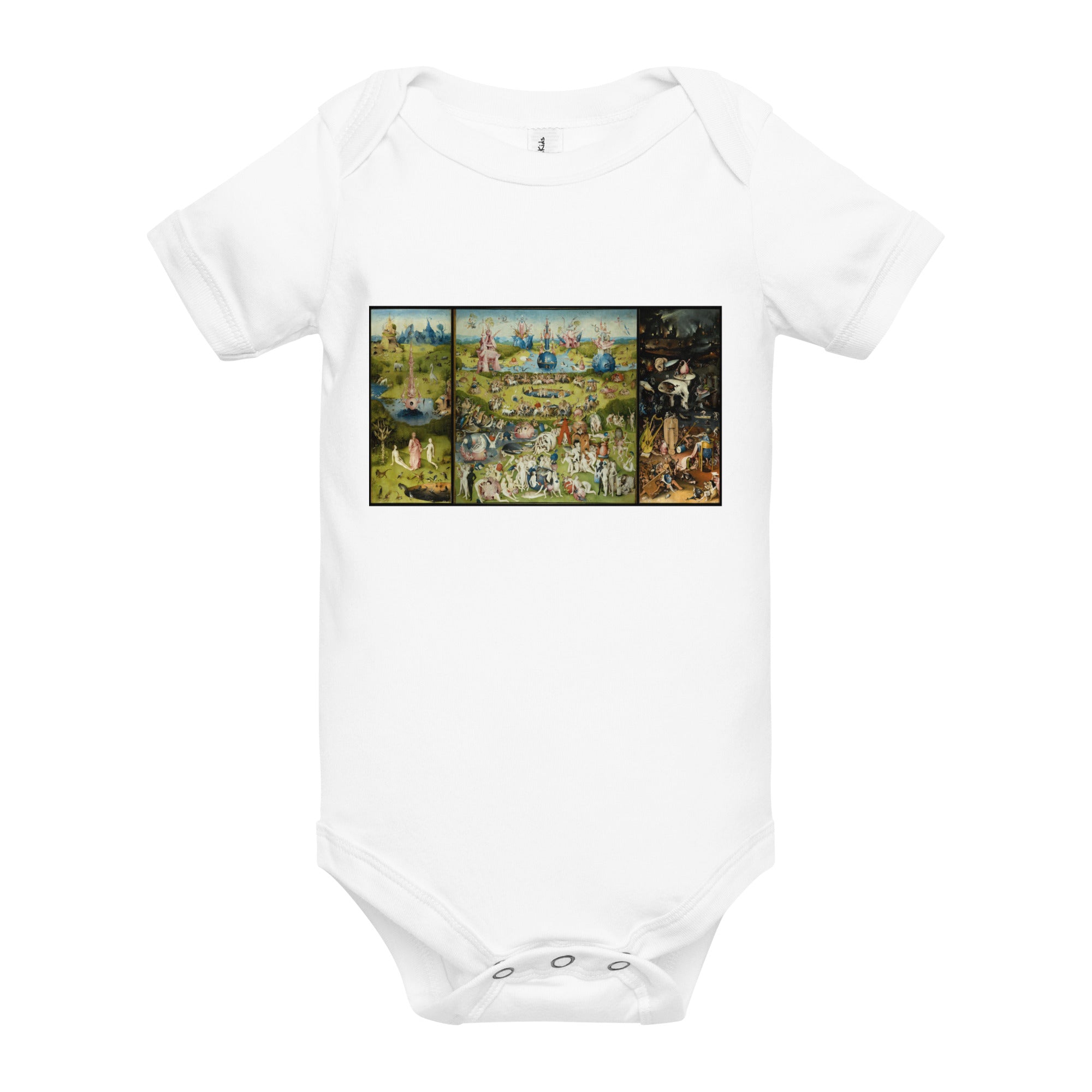 Hieronymus Bosch 'The Garden of Earthly Delights' Famous Painting Short Sleeve One Piece | Premium Baby Art One Sleeve