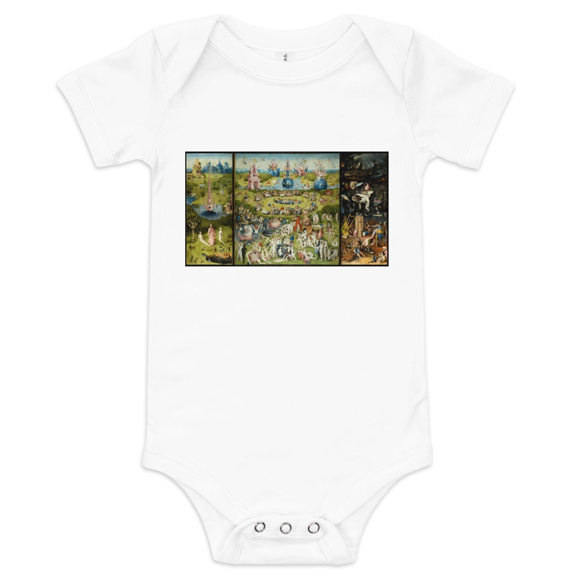 Hieronymus Bosch „Der Garten der Lüste“, berühmtes Gemälde, kurzärmliger Einteiler | Premium Baby Art Einteiler