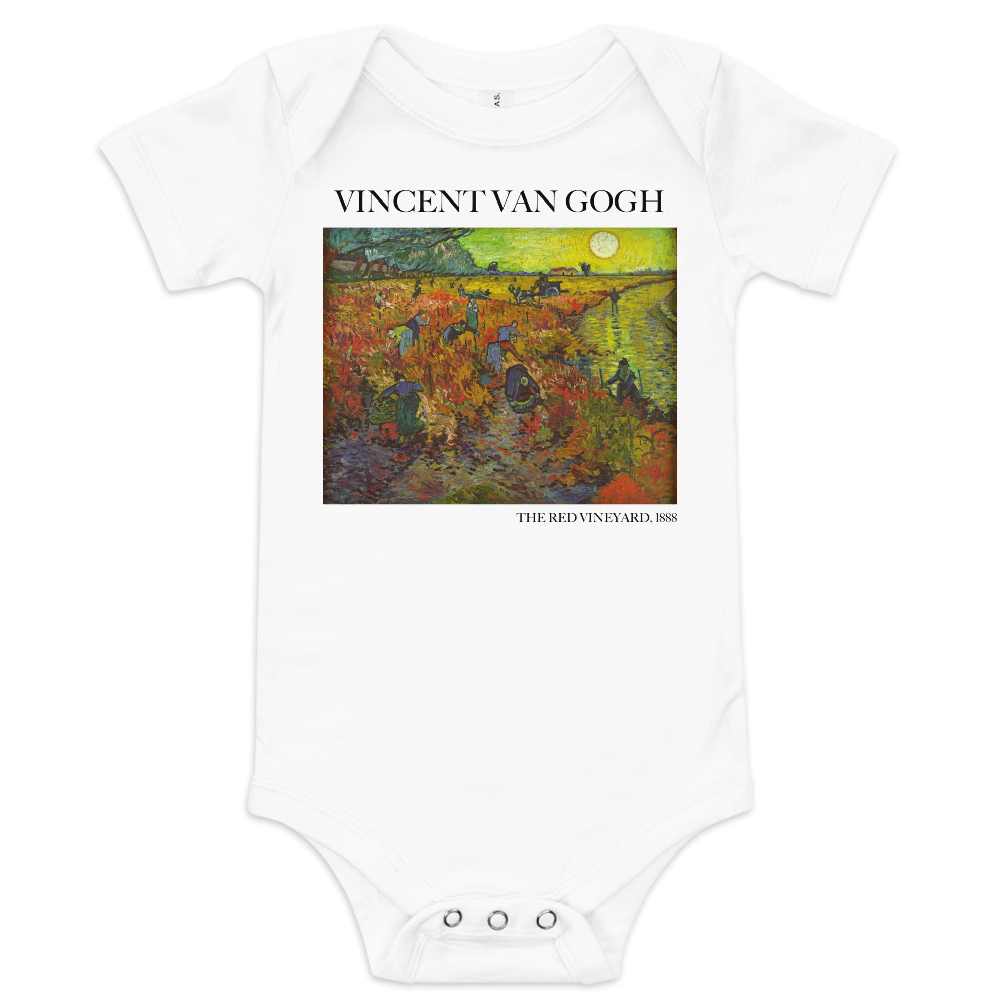 Vincent van Gogh 'The Red Vineyard' Famous Painting Short Sleeve One Piece | Premium Baby Art One Sleeve