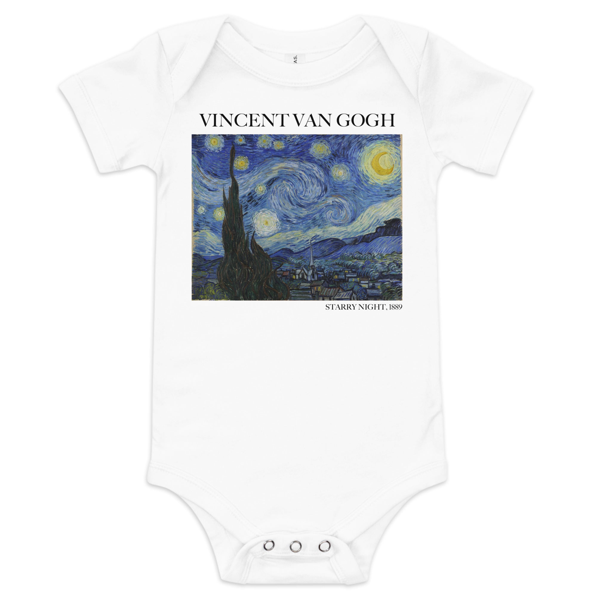 Vincent van Gogh 'Starry Night' Famous Painting Short Sleeve One Piece | Premium Baby Art One Sleeve