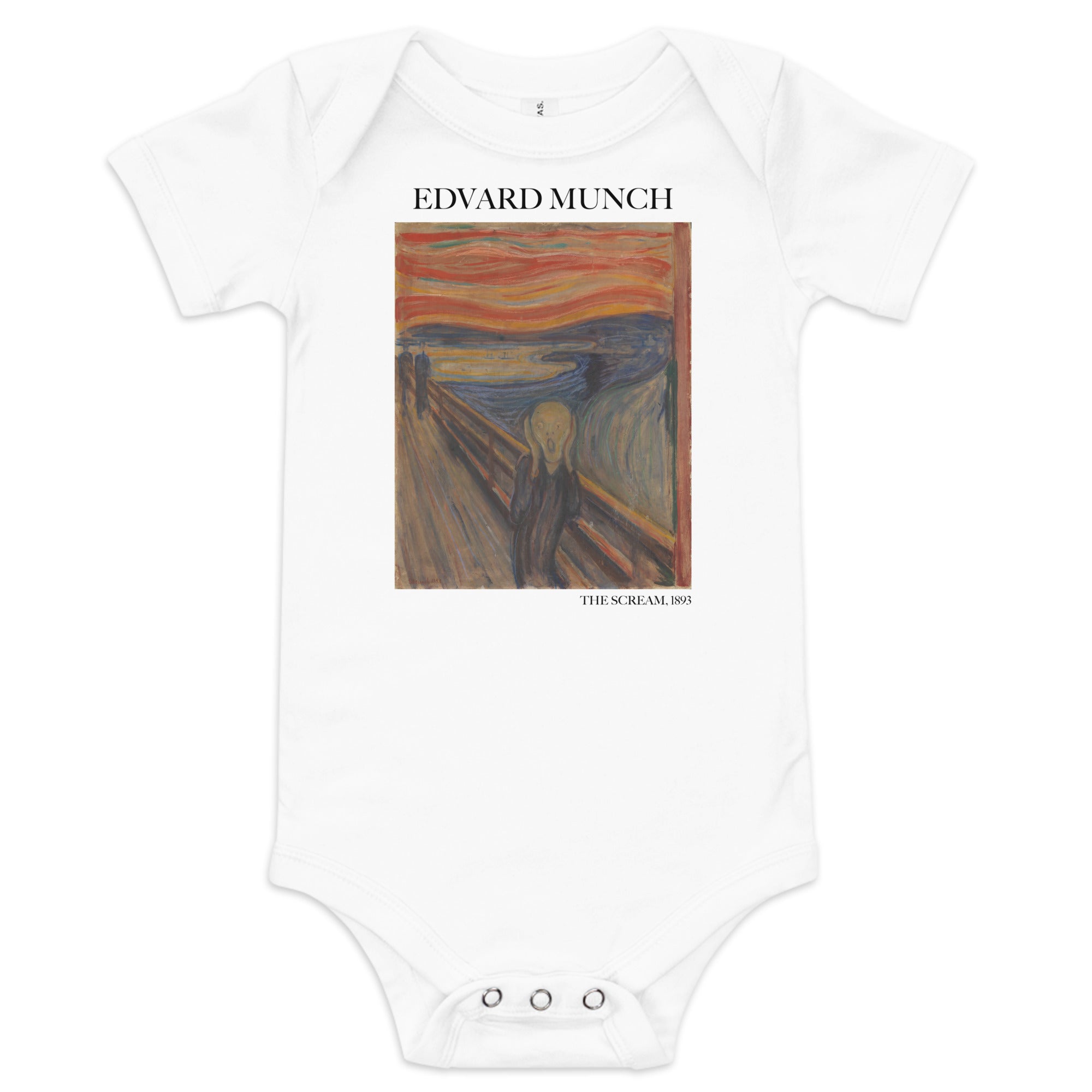 Edvard Munch 'The Scream' Famous Painting Short Sleeve One Piece | Premium Baby Art One Sleeve