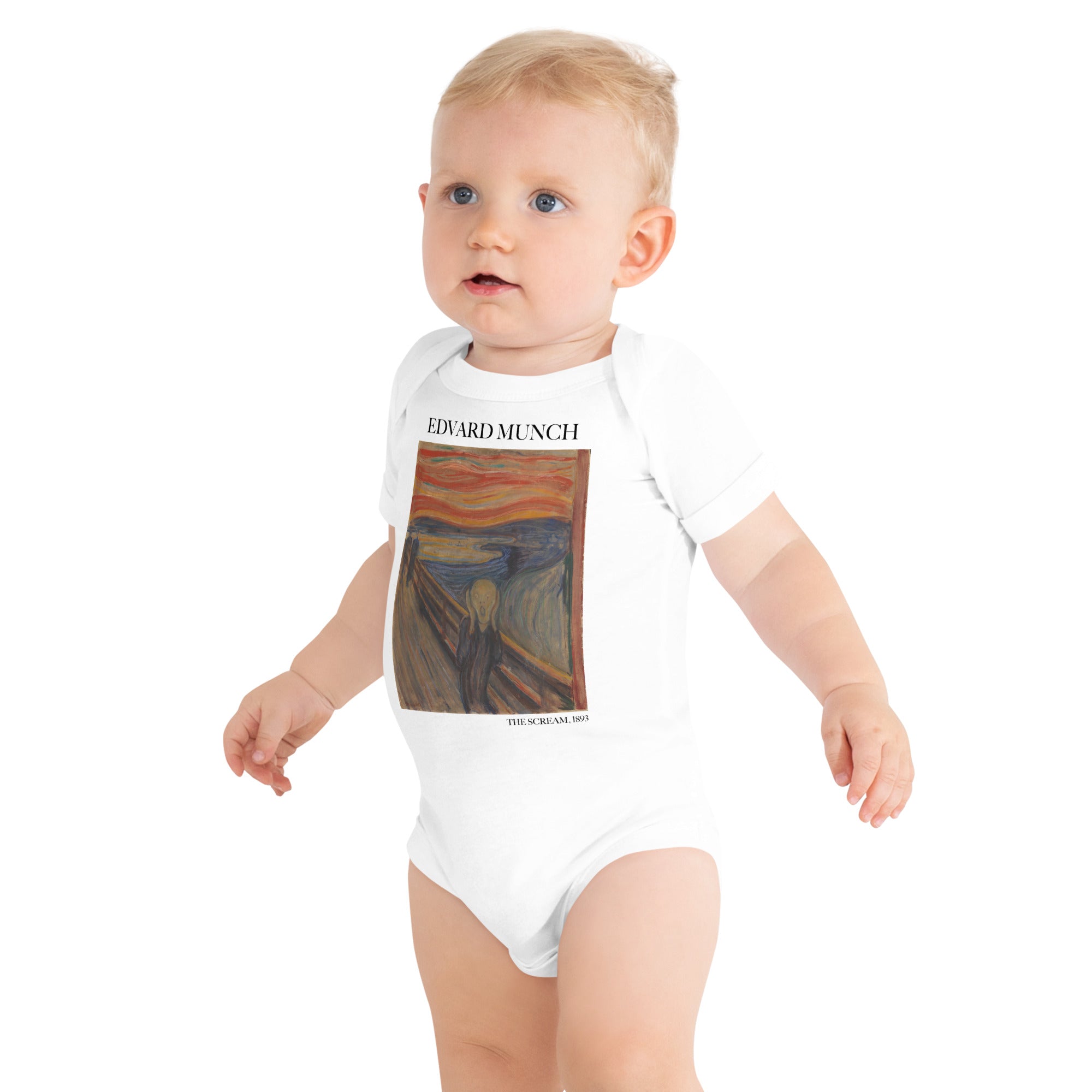 Edvard Munch 'The Scream' Famous Painting Short Sleeve One Piece | Premium Baby Art One Sleeve