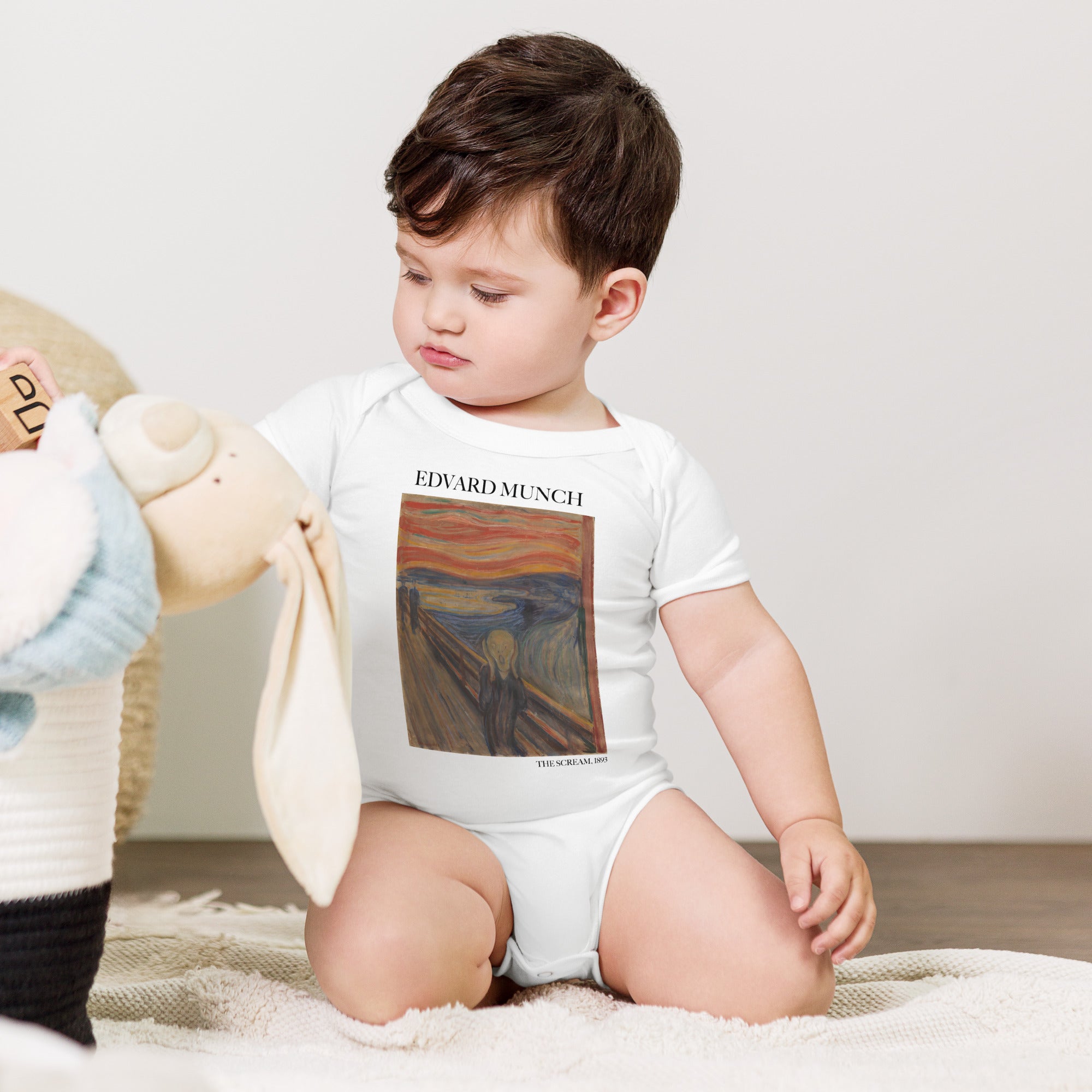 Kurzärmliger Einteiler „Der Schrei“ von Edvard Munch, berühmtes Gemälde | Premium Baby Art Einärmliger
