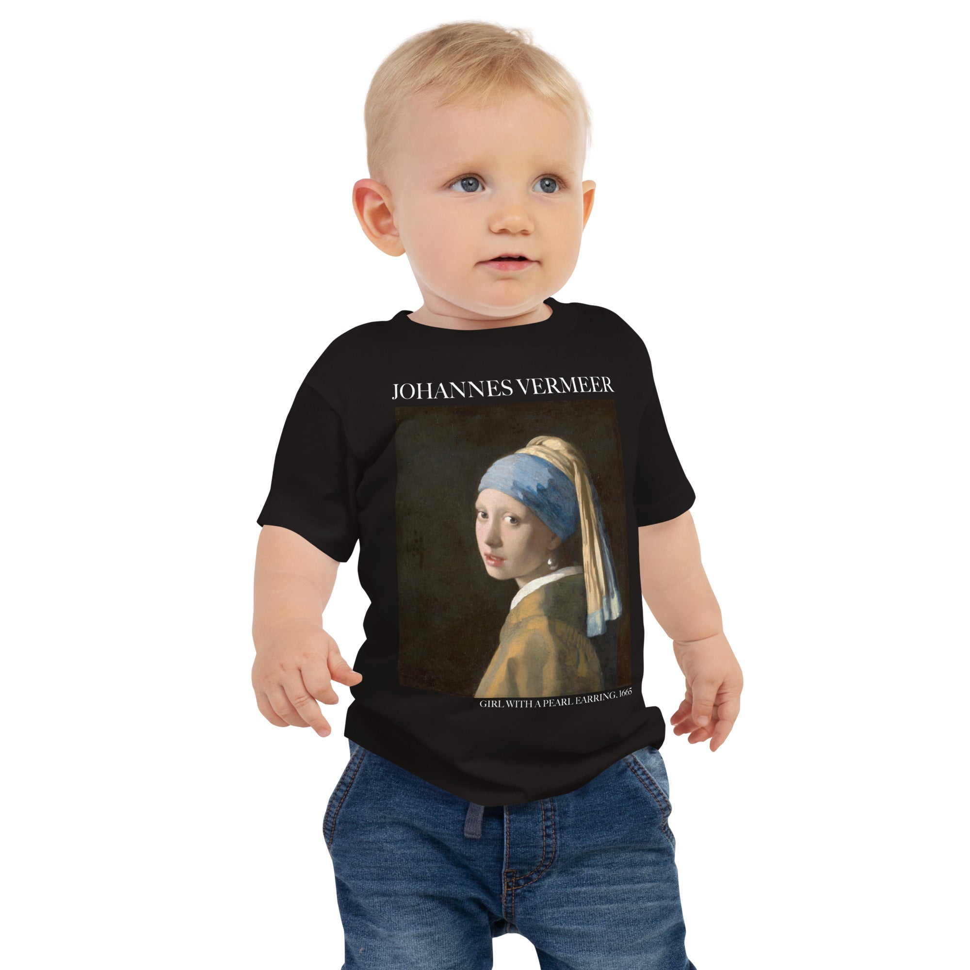 Johannes Vermeer 'Girl with a Pearl Earring' Famous Painting Baby Staple T-Shirt | Premium Baby Art Tee