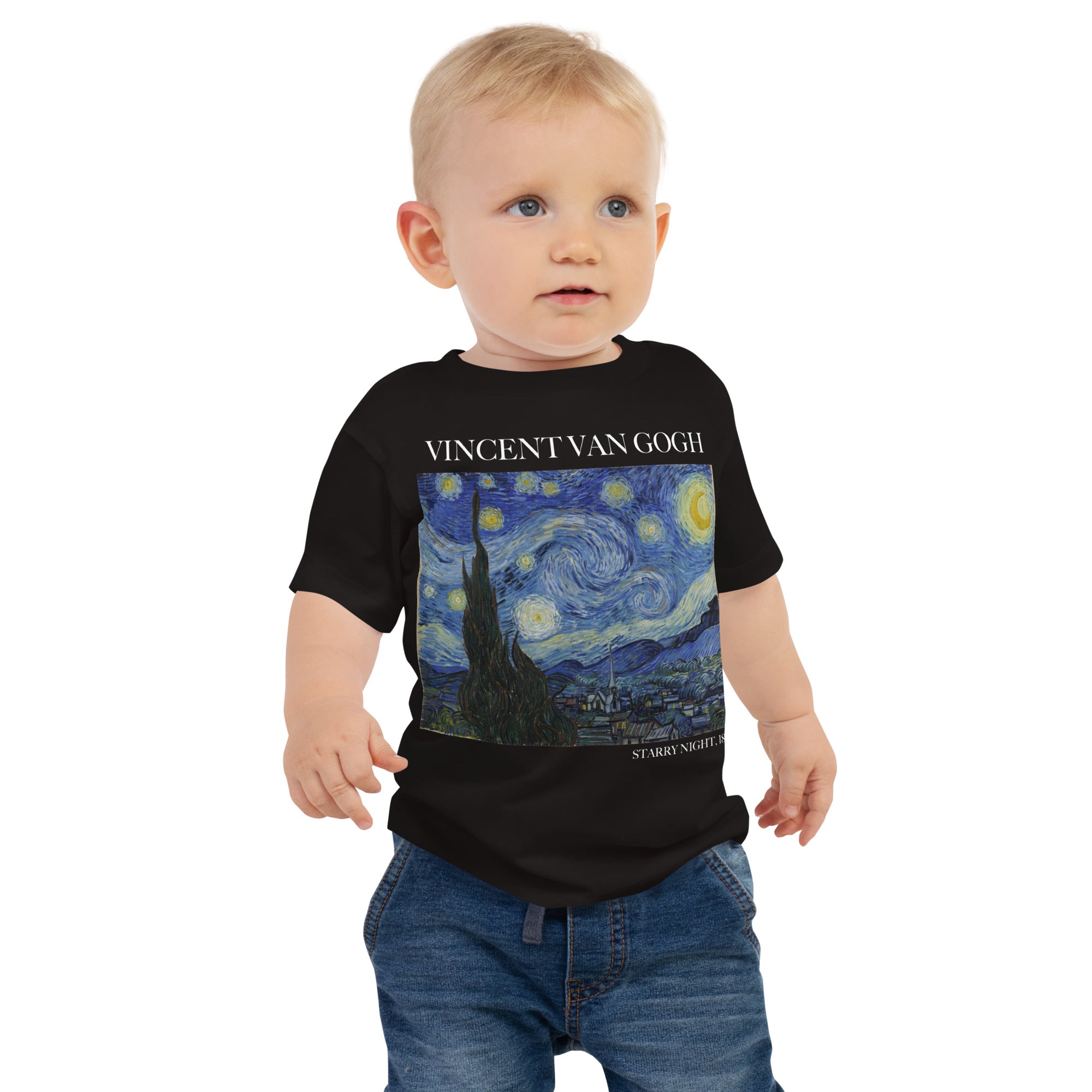 Vincent van Gogh 'Starry Night' Famous Painting Baby Staple T-Shirt | Premium Baby Art Tee