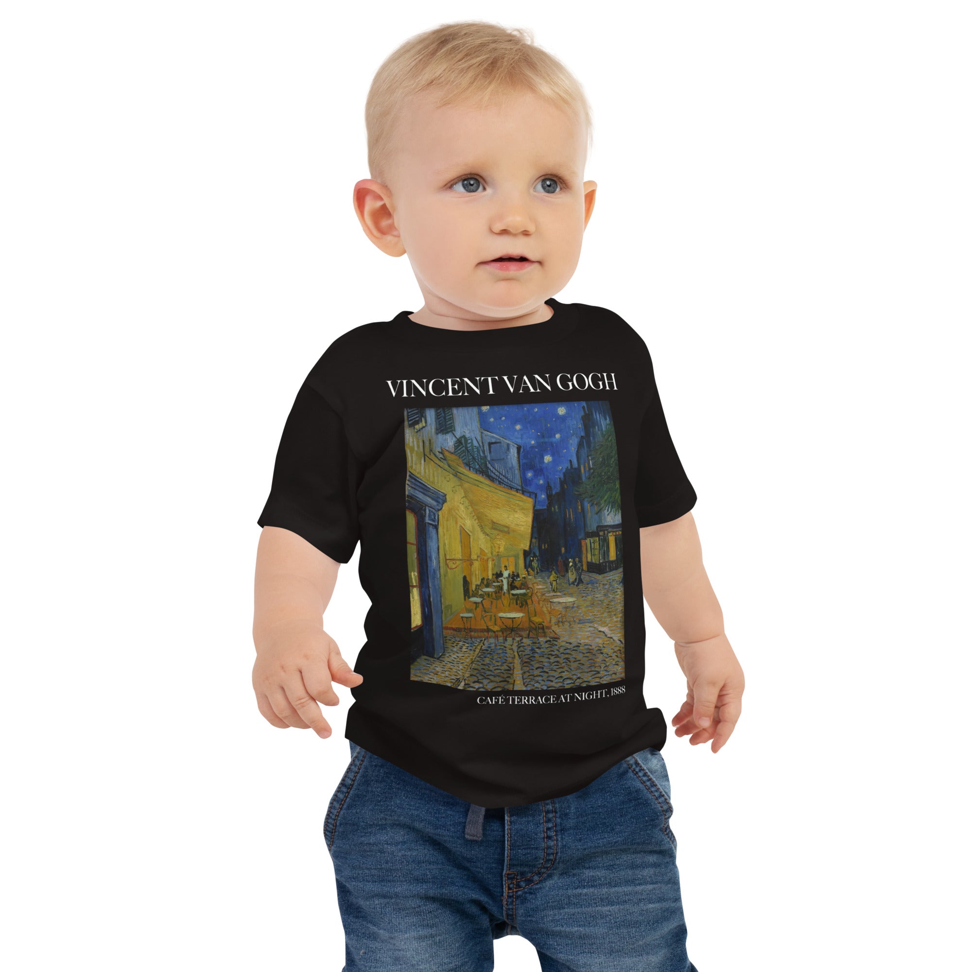 Vincent van Gogh 'Café Terrace at Night' Famous Painting Baby Staple T-Shirt | Premium Baby Art Tee