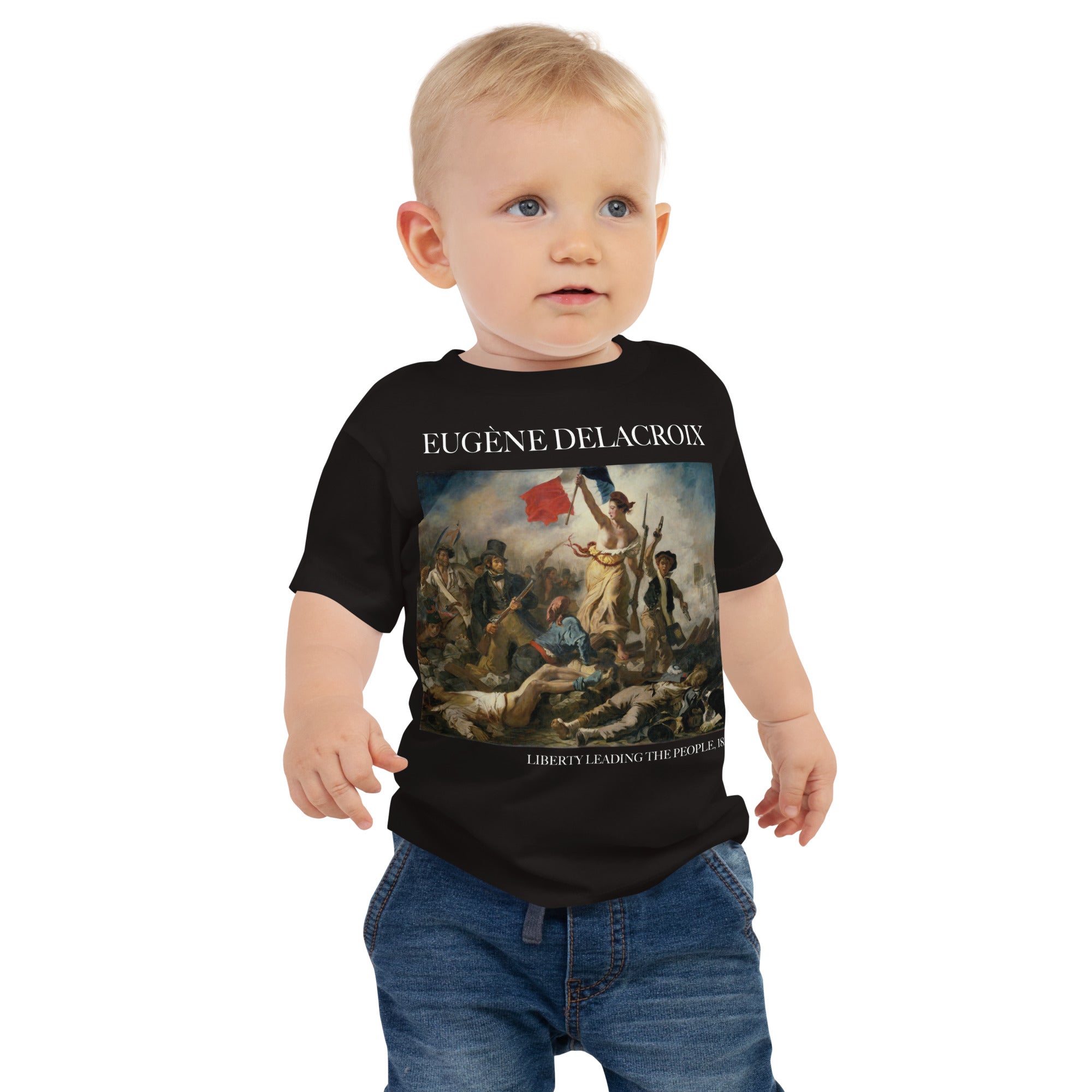Eugène Delacroix 'Liberty Leading the People' Famous Painting Baby Staple T-Shirt | Premium Baby Art Tee