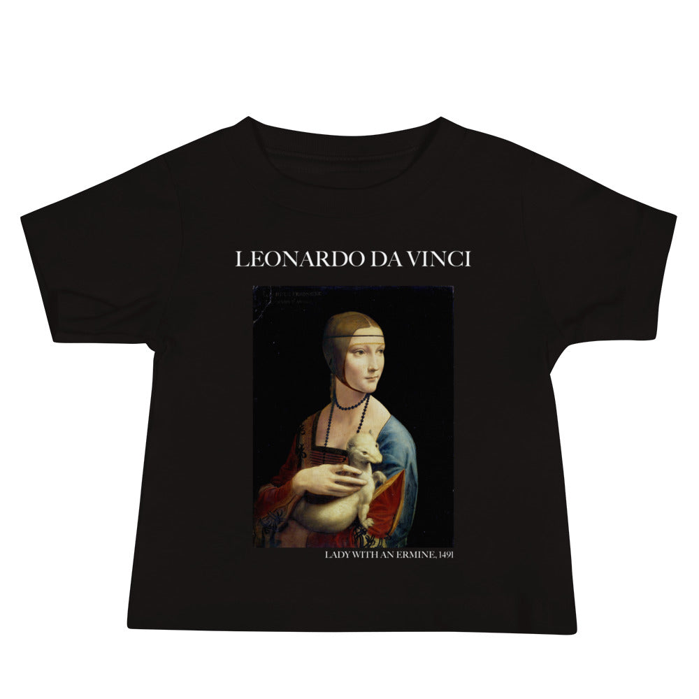 Leonardo da Vinci 'Lady with an Ermine' Famous Painting Baby Staple T-Shirt | Premium Baby Art Tee