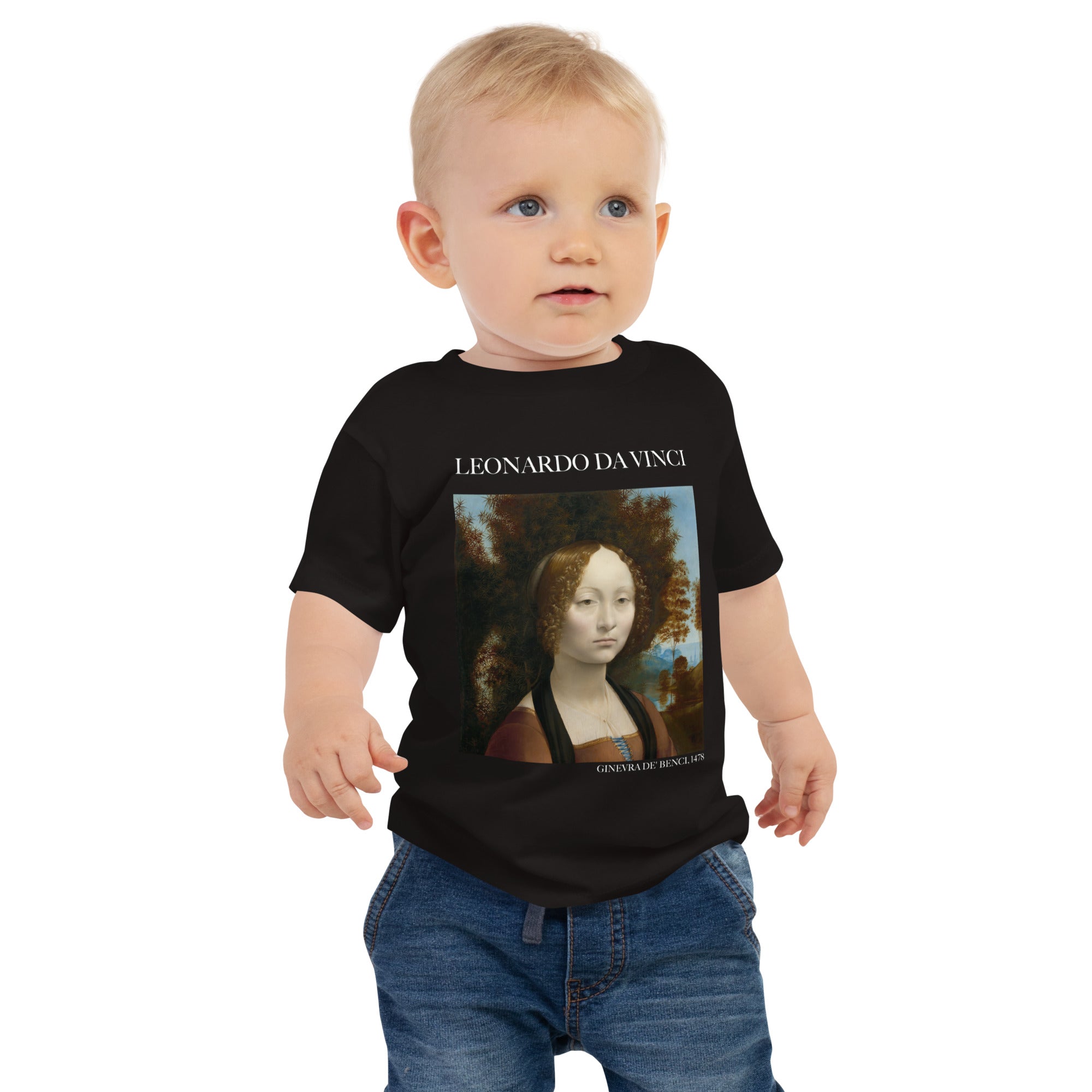 Leonardo da Vinci 'Ginevra de' Benci' Famous Painting Baby Staple T-Shirt | Premium Baby Art Tee
