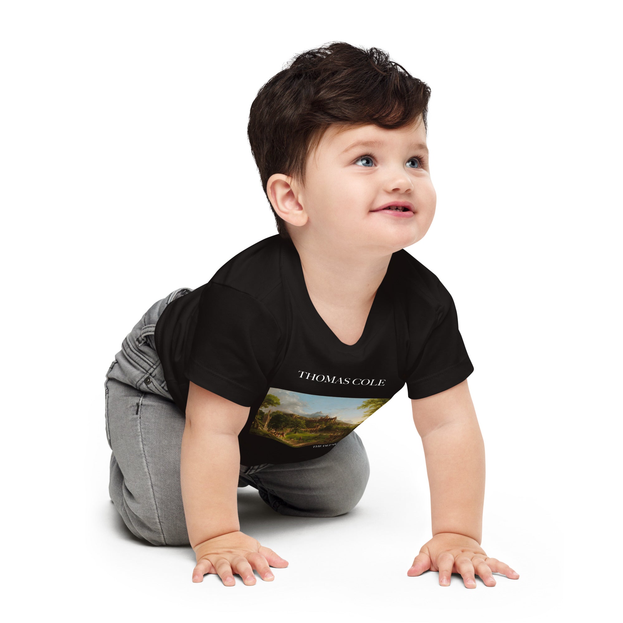 Thomas Cole 'The Departure' Berühmtes Gemälde Baby Staple T-Shirt | Premium Baby Art T-Shirt