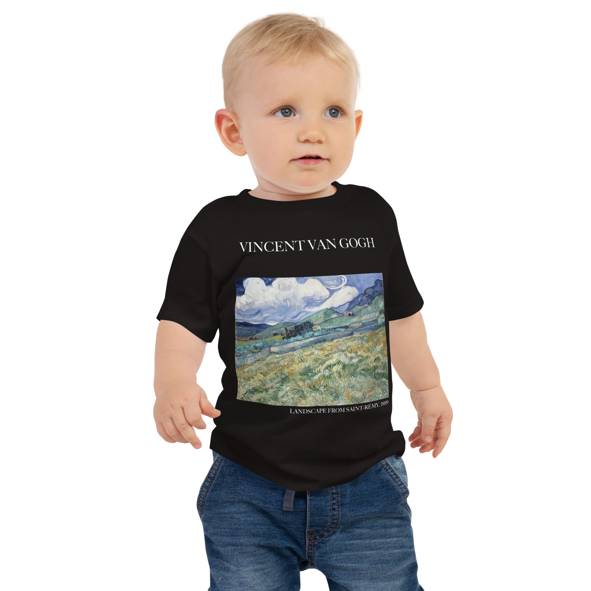 Vincent van Gogh 'Landscape from Saint-Rémy' Famous Painting Baby Staple T-Shirt | Premium Baby Art Tee