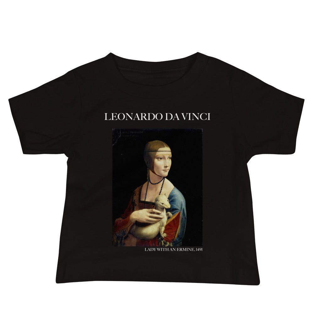 Leonardo da Vinci 'Lady with an Ermine' Famous Painting Baby Staple T-Shirt | Premium Baby Art Tee