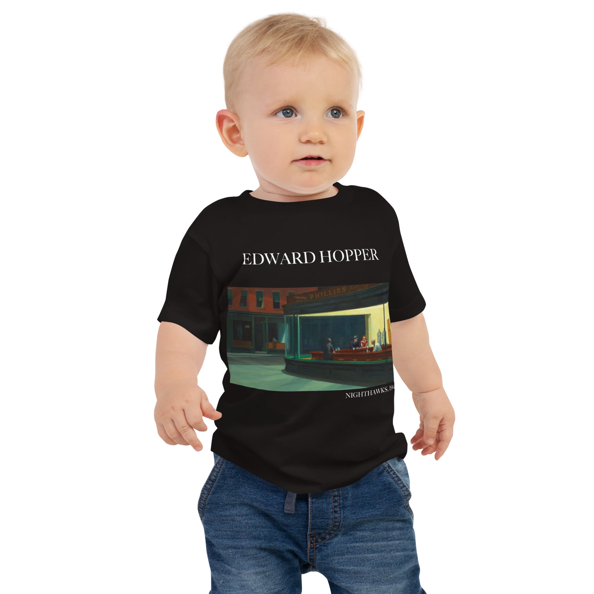 Edward Hopper 'Nighthawks' Famous Painting Baby Staple T-Shirt | Premium Baby Art Tee