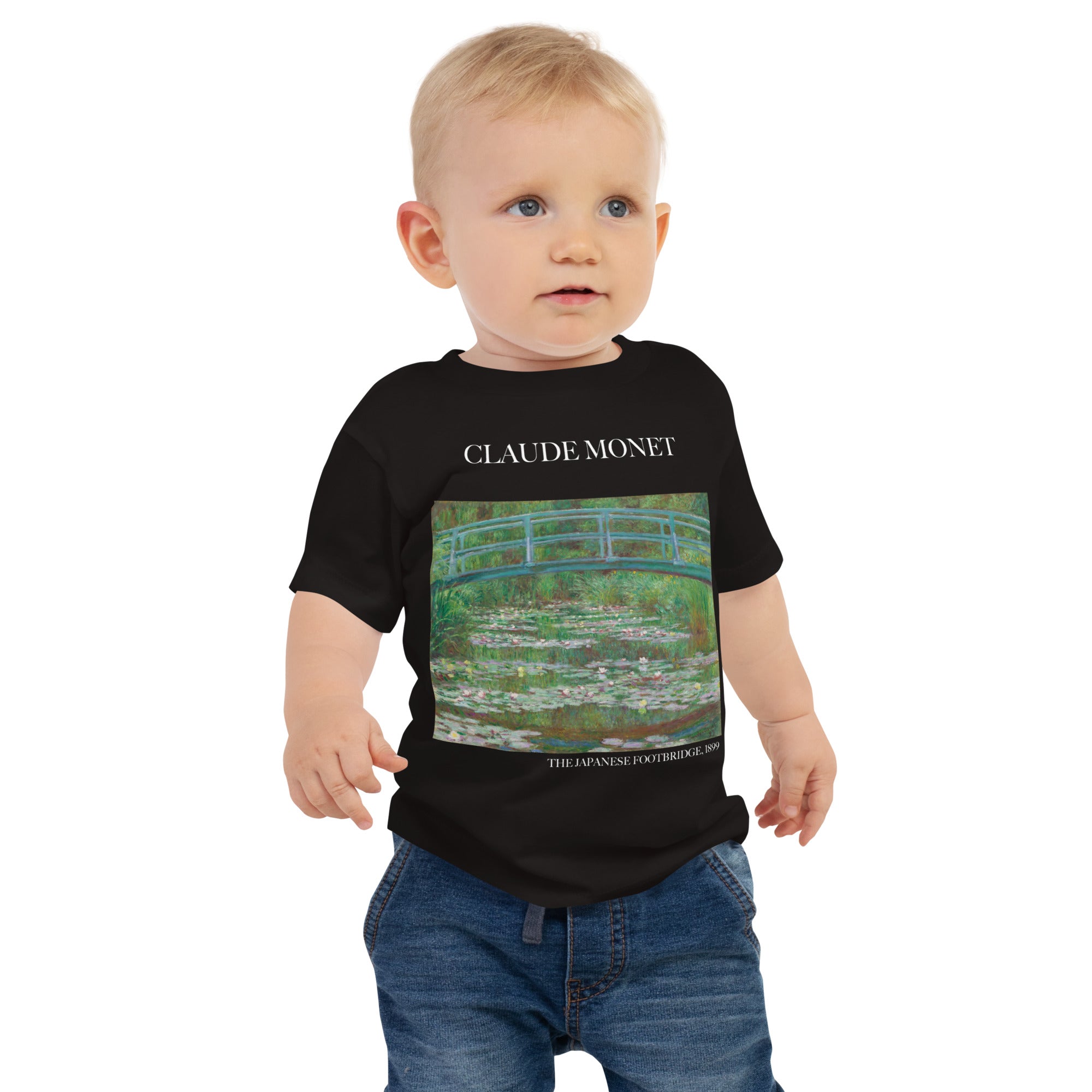 Claude Monet 'The Japanese Footbridge' Famous Painting Baby Staple T-Shirt | Premium Baby Art Tee