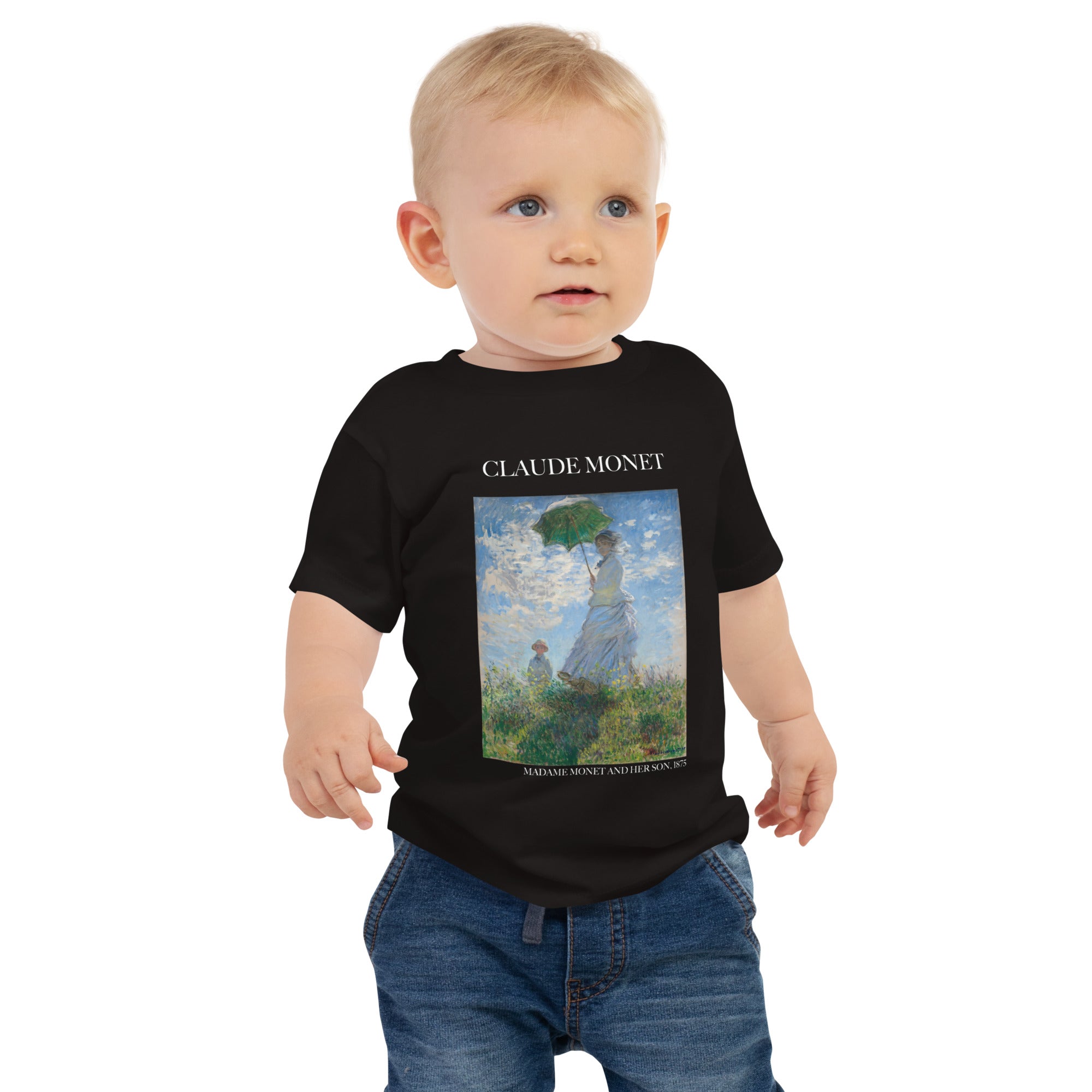 Claude Monet 'Madame Monet and Her Son' Famous Painting Baby Staple T-Shirt | Premium Baby Art Tee