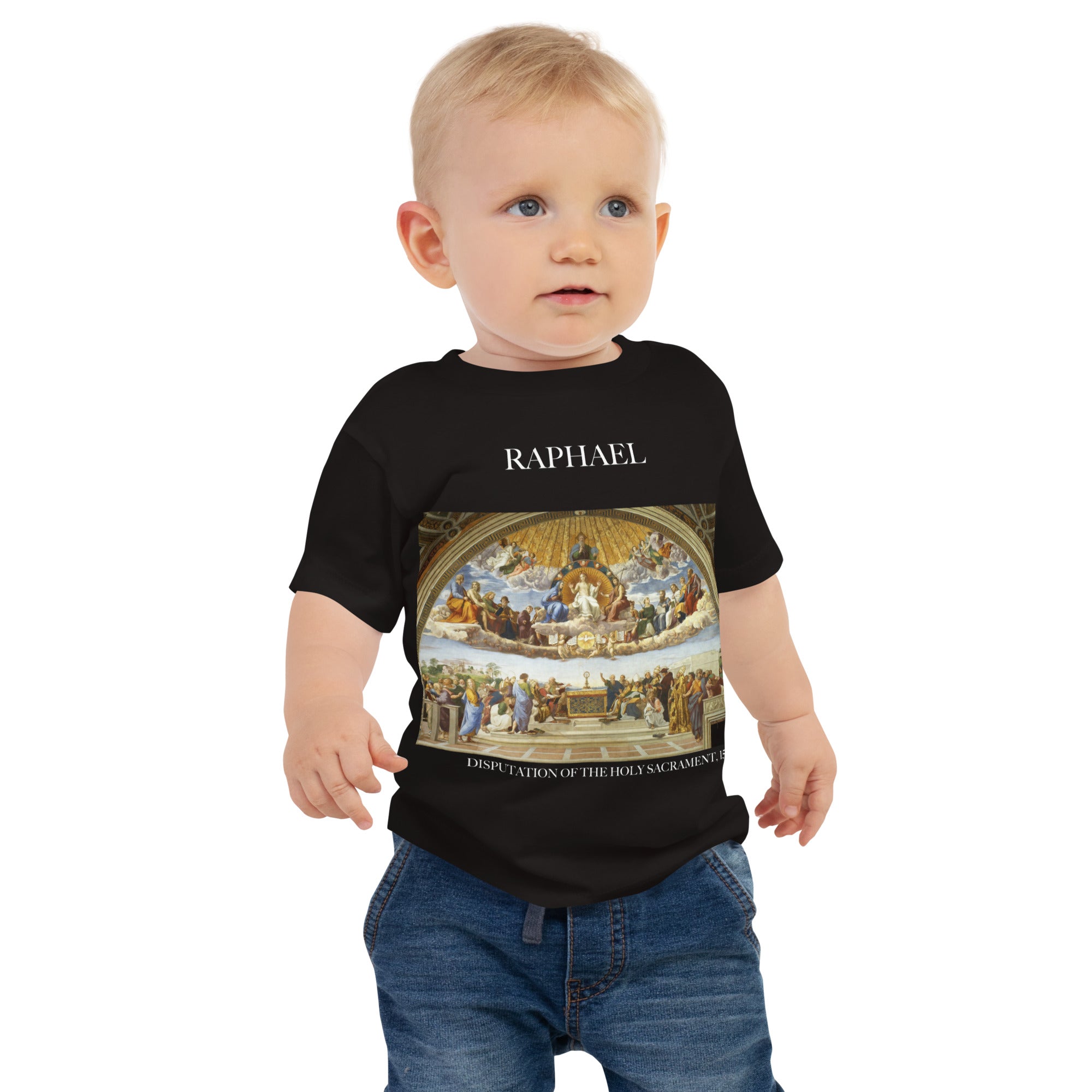Raphael 'Disputation of the Holy Sacrament' Famous Painting Baby Staple T-Shirt | Premium Baby Art Tee